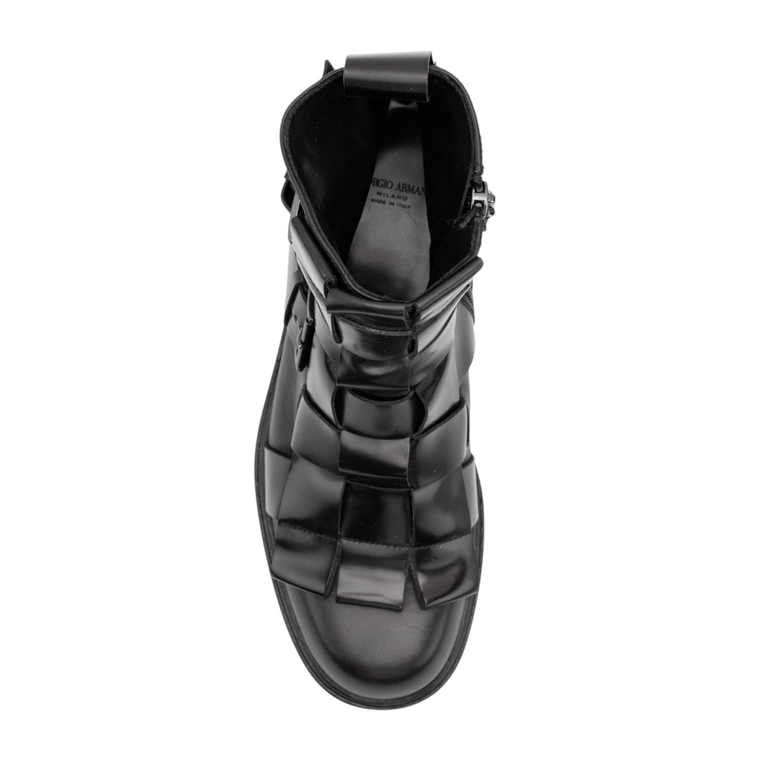 2020$ GIORGIO ARMANI High-Top Boots Shoes Bukled Black Leather 10 UK 11 US 44 IT