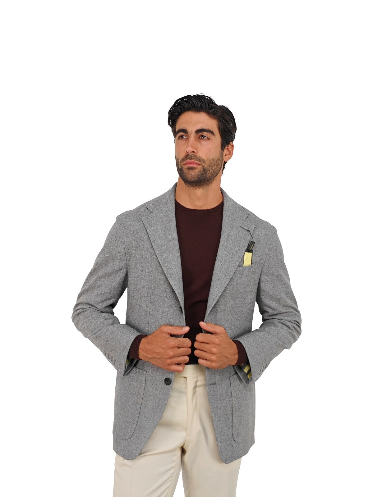 $1870 RUBINACCI NAPOLI Gray 3/2 Roll Jacket Sport Coat Wool 40 US / 50 EU