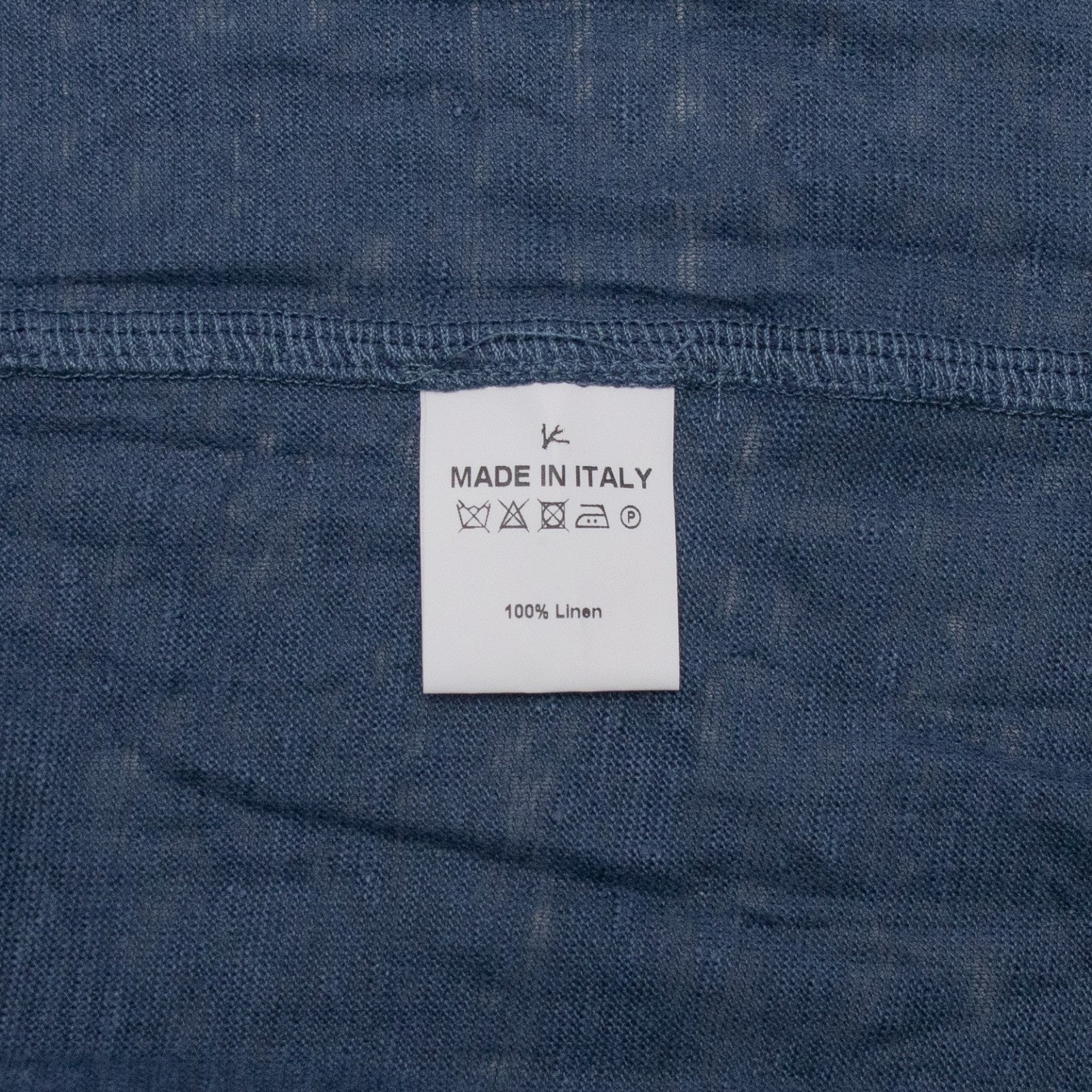 850$ ISAIA NAPOLI Dark Blue T-Shirt Short Sleeve 100% Linen - Made in Italy