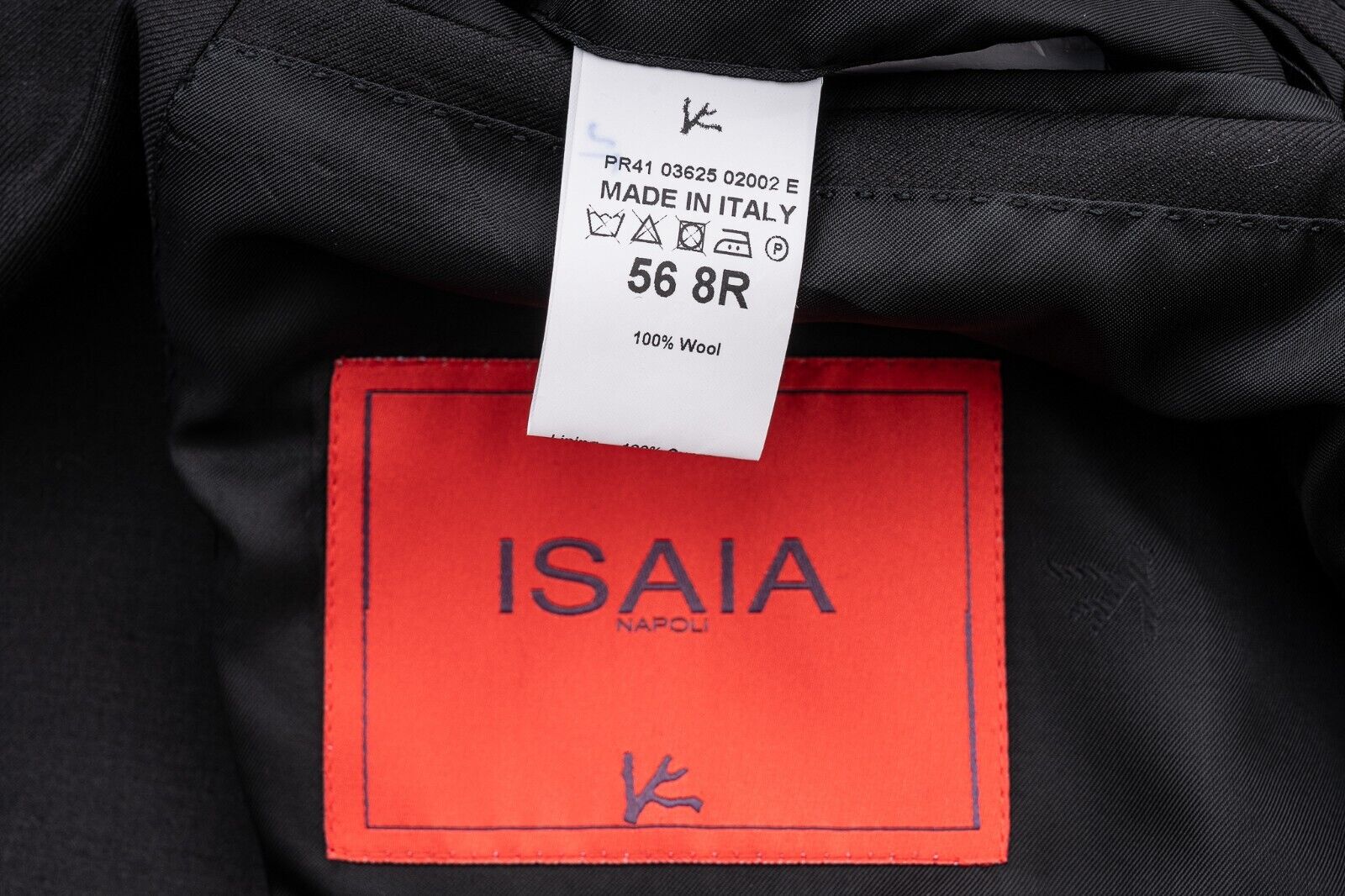$6500 ISAIA NAPOLI "Aquaspider" Black Hand-Sewn Suit Fine Wool 8R ( Regular)