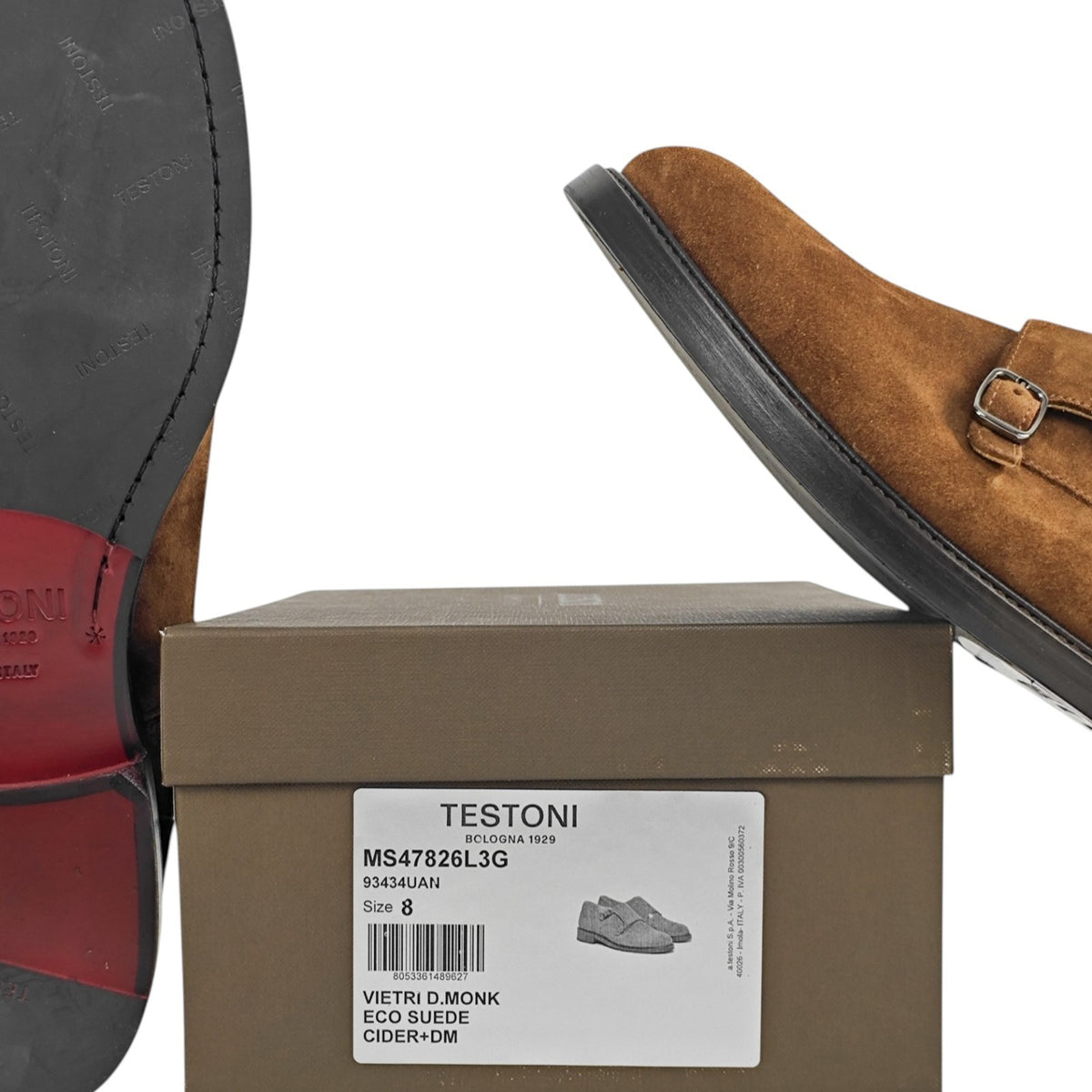 1250$ TESTONI "Vietri" Brown Double Monk Shoes Eco Suede 8 UK / 9 US / 42 IT