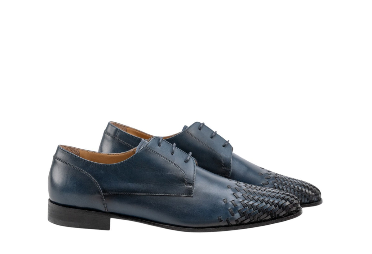 1200$ TESTONI "Portonovo" Derby Shoes Soft Calf Blue 10 UK / 11 US / 44 IT