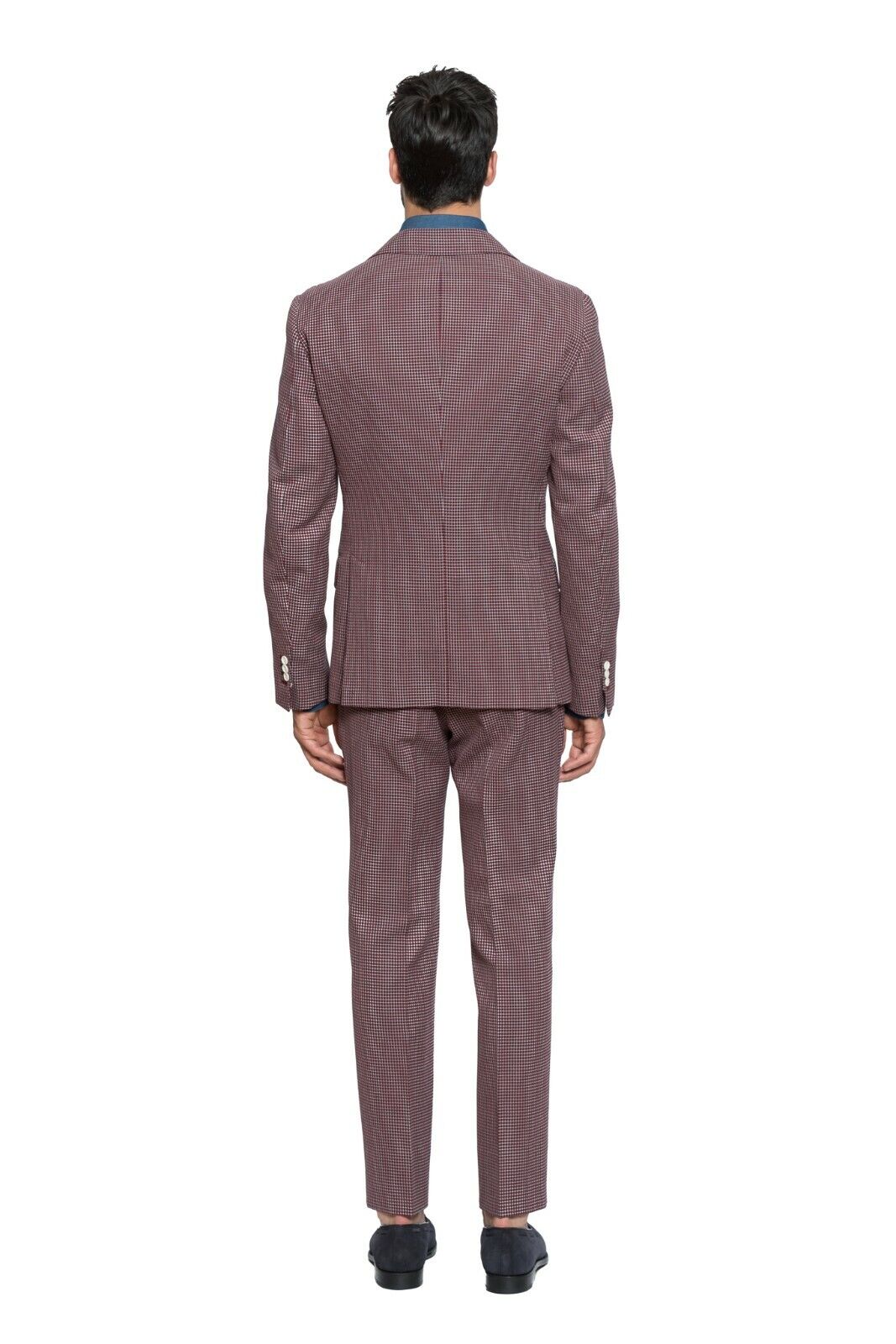 $2650 Belvest Red & Blue Suit Check Heavy Cotton 40 US / 50 EU 8R JACKETINTHEBOX