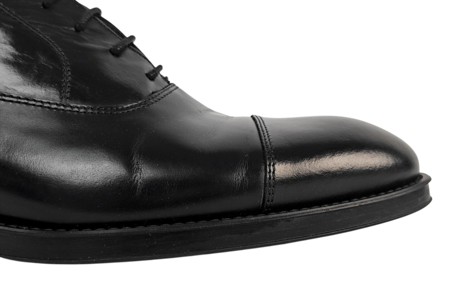 $1550 TESTONI BOLOGNA Oxford Shoes Black Calf De Luxe