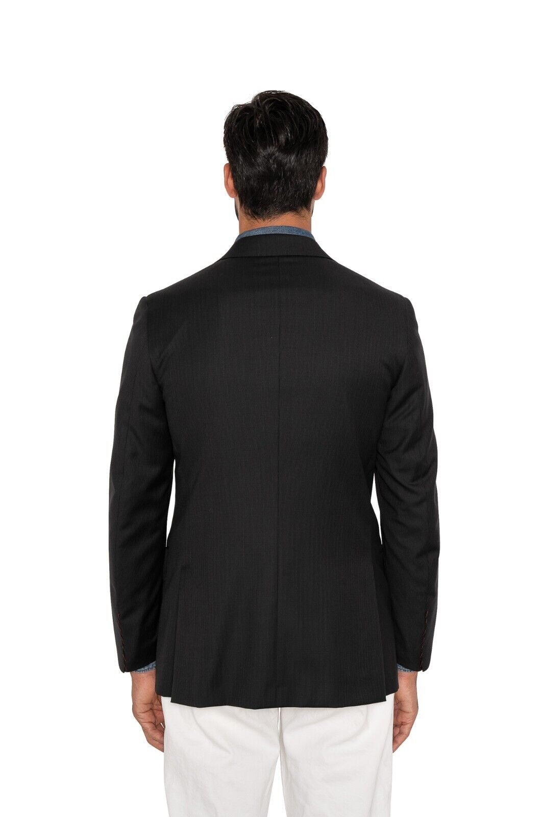 $4500 ISAIA NAPOLI Black Striped Jacket Sport Coat Wool 130's 36 US / 46 EU 7R