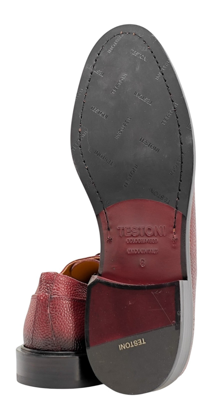 1250$ TESTONI "Lucca" Derby Shoes Caviar Calf Lambrusco 8 UK / 9 US / 42 IT