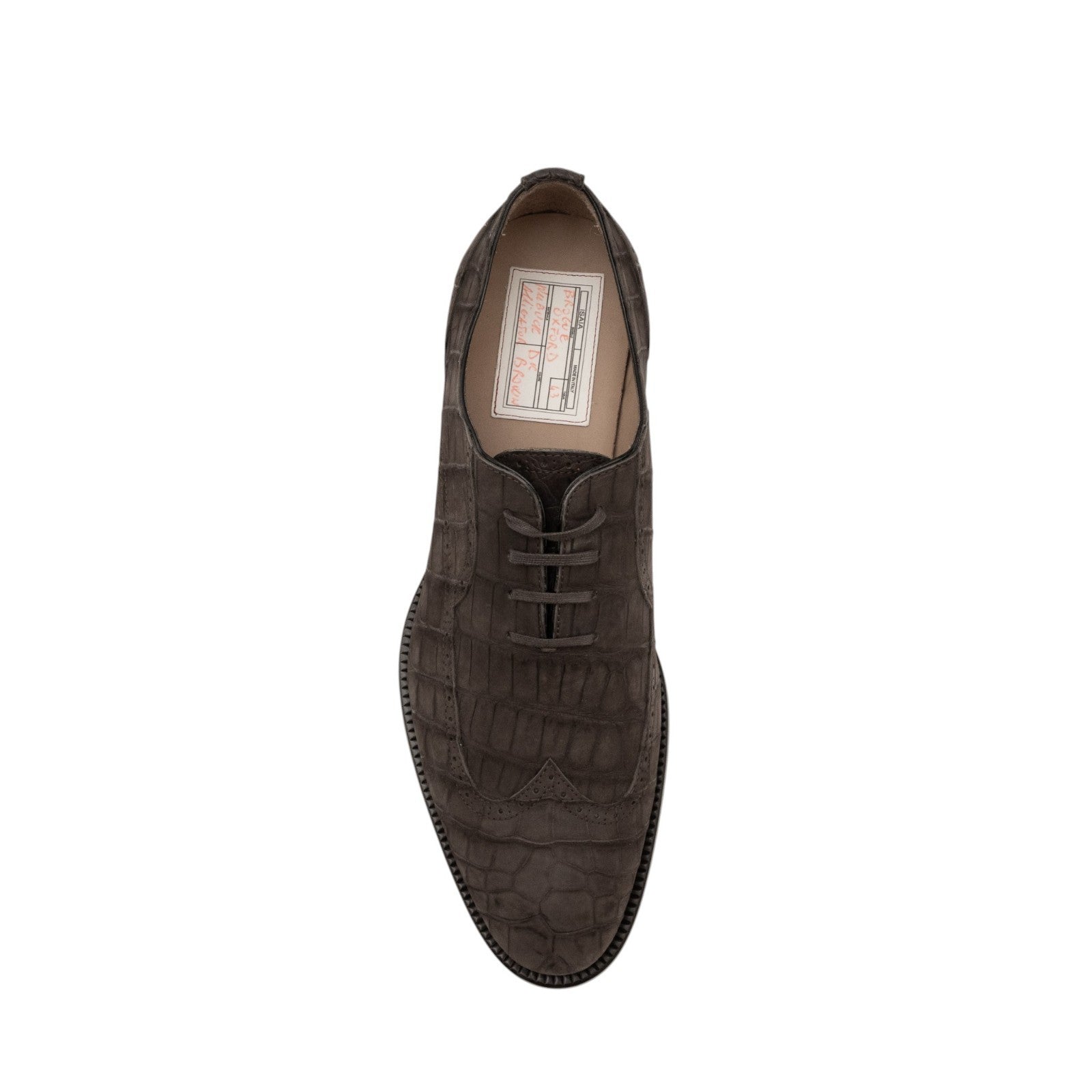 ISAIA NAPOLI Exclusive Alligator Nabuk Brown Oxford Shoes 9 UK / 10 US / 43 IT