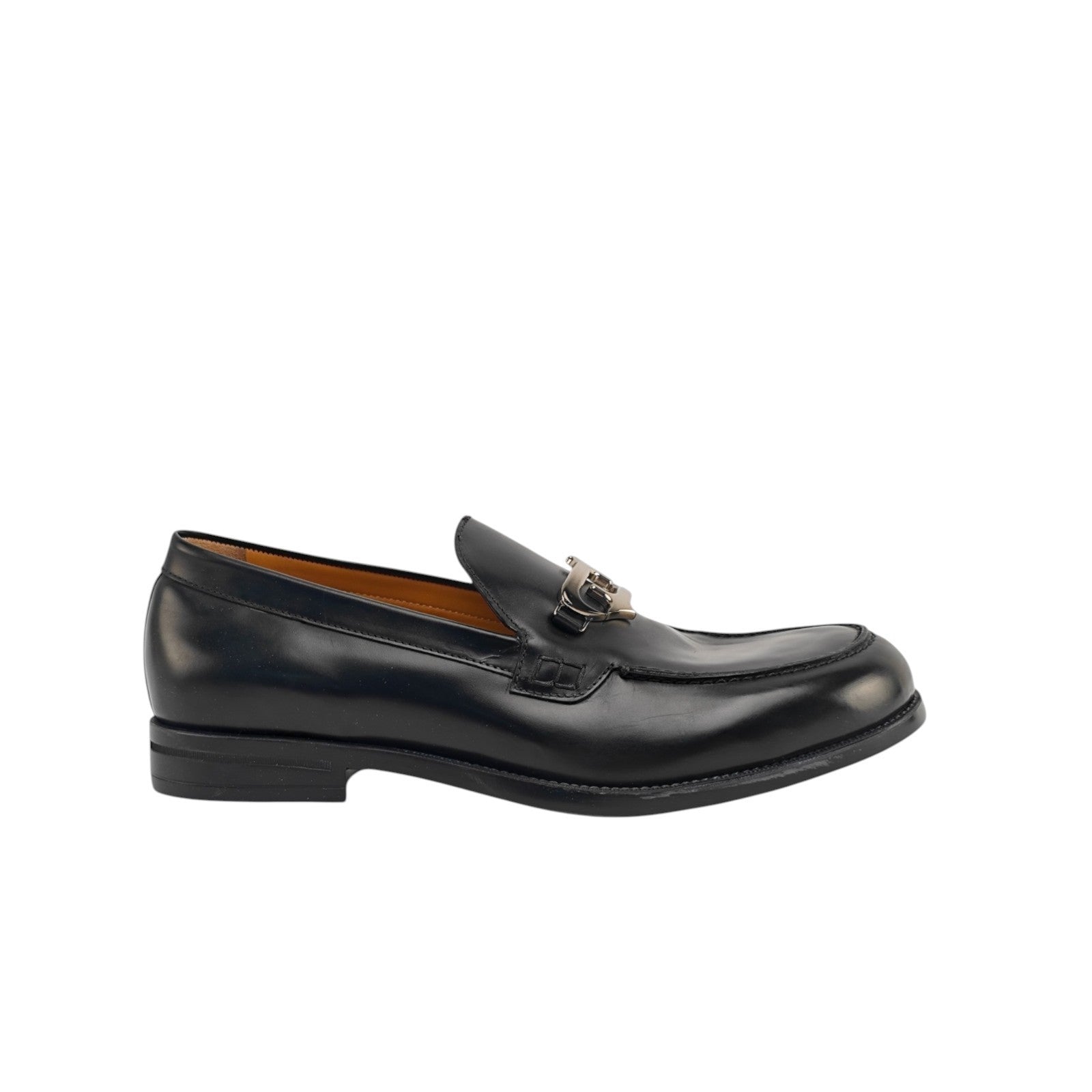 1300$ TESTONI Loafer Shoes Polished Lux Calf Black + Metal 8 UK / 9 US / 42 IT