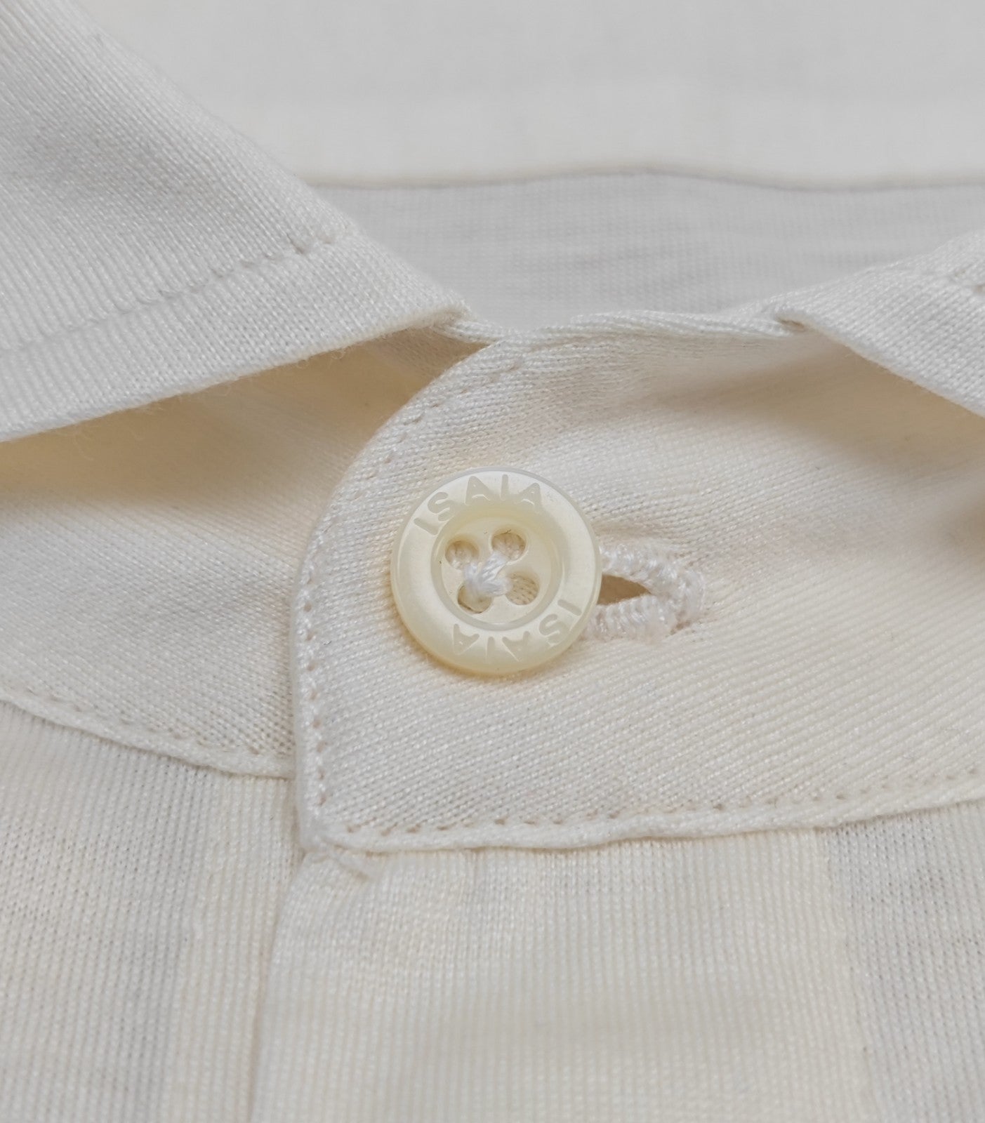 875$ ISAIA "Mix" Dress Shirt Ivory Fine Cotton - Silk Stretch 16 - 41 6P
