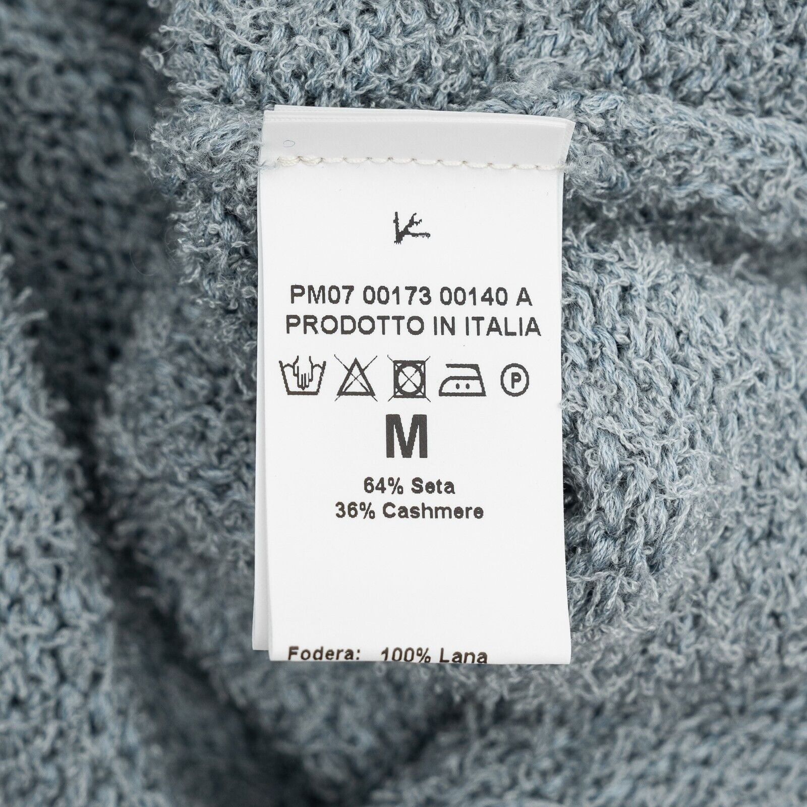 1600$ ISAIA NAPOLI "Vesuvio" Light Blue Sweater Mock-Neck Cashmere / Silk Size M