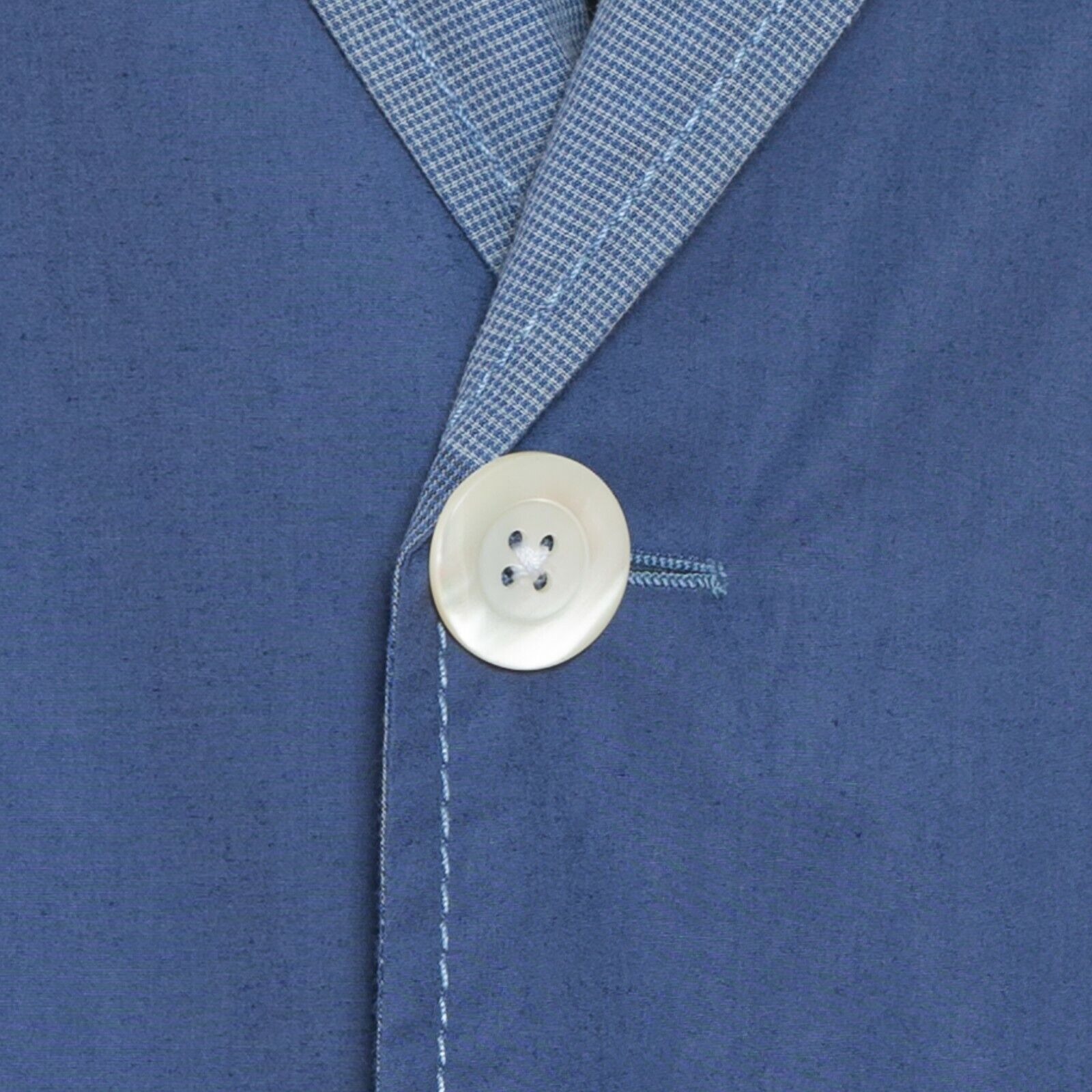 1450$ BELVEST Jacket Solid / Checks Blue Violet Reversible Cotton Linen Ramiè