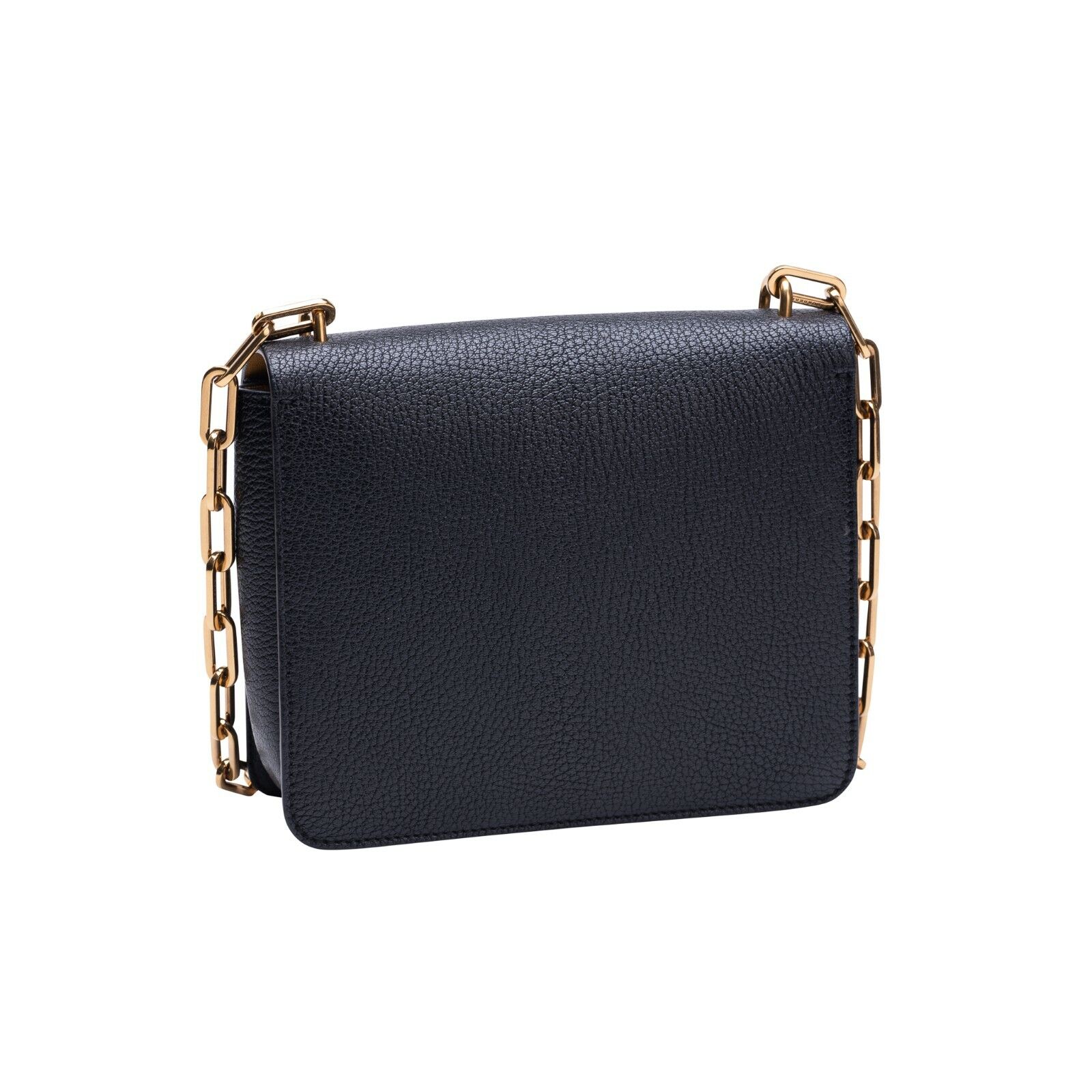 $1690 BURBERRY D-Ring Small Bag Chain Strap Goat Leather Black