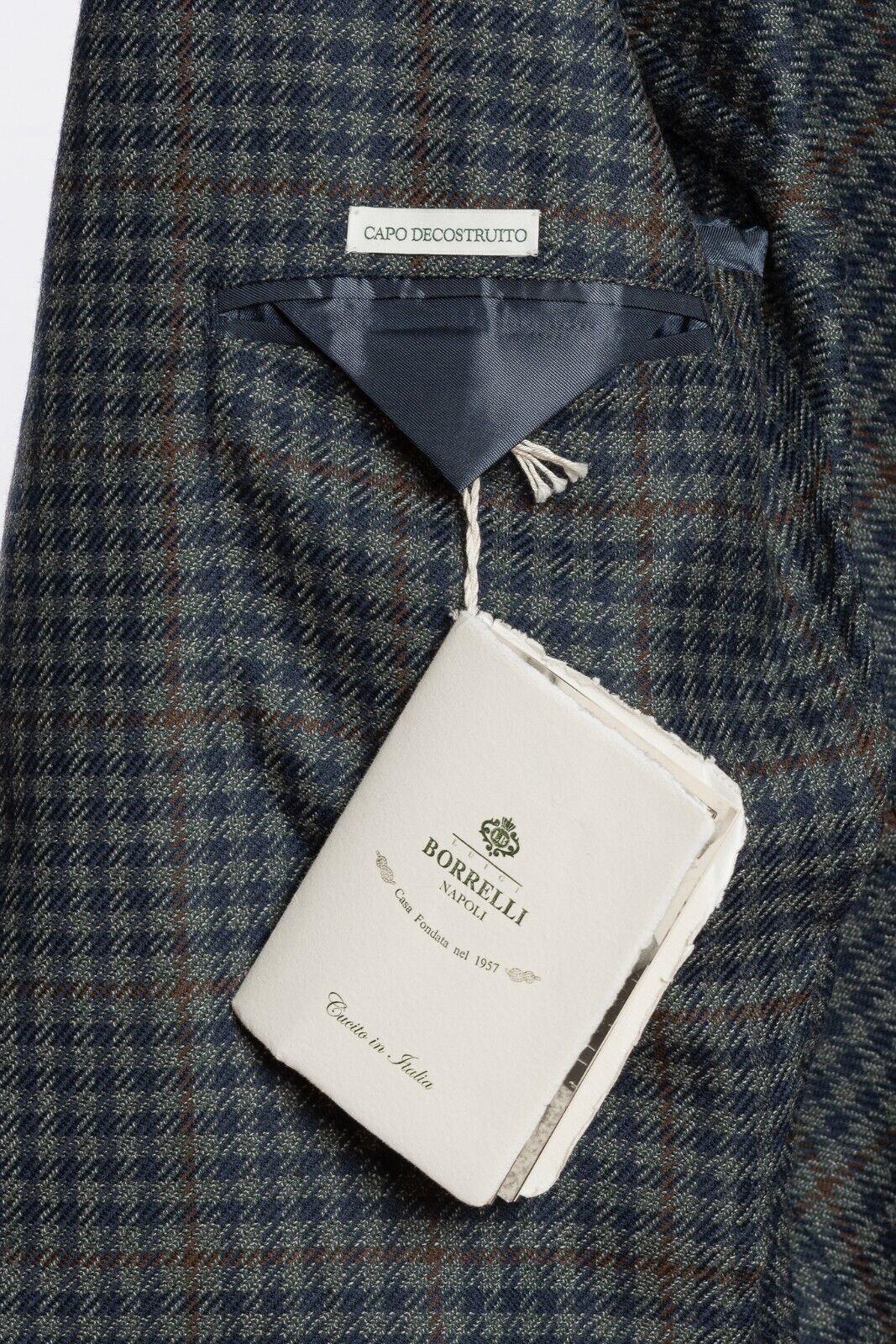 $2050 LUIGI BORRELLI "PROCIDA" Hand-Sewn Dark Gray Plaid Jacket Sport Coat Wool