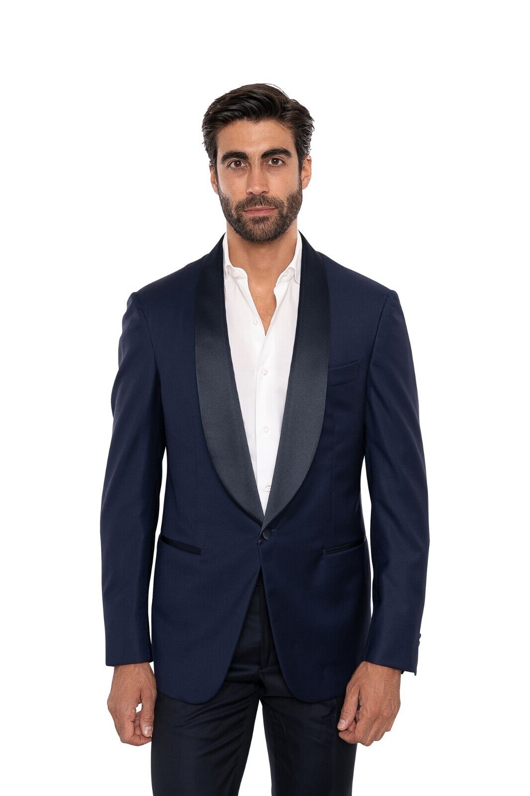 $5200 ISAIA NAPOLI Blue Navy Tuxedo Jacket Shawl Collar Wool  40 US / 50 EU 8R