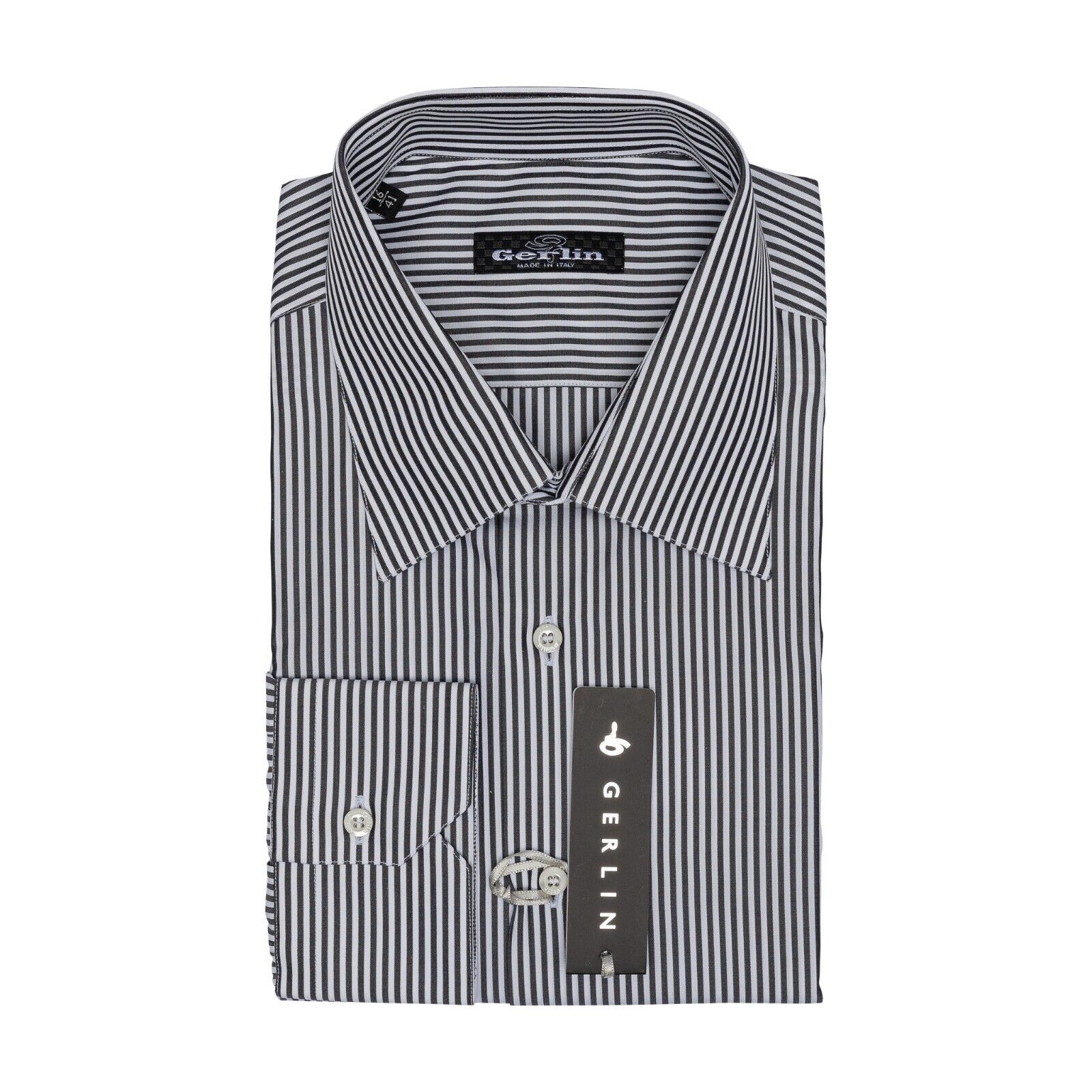 690$ LUXURY GERLIN Shirt Striped SUPRALUX ALUMO Cotton 16 - 41  2AH ZILLI