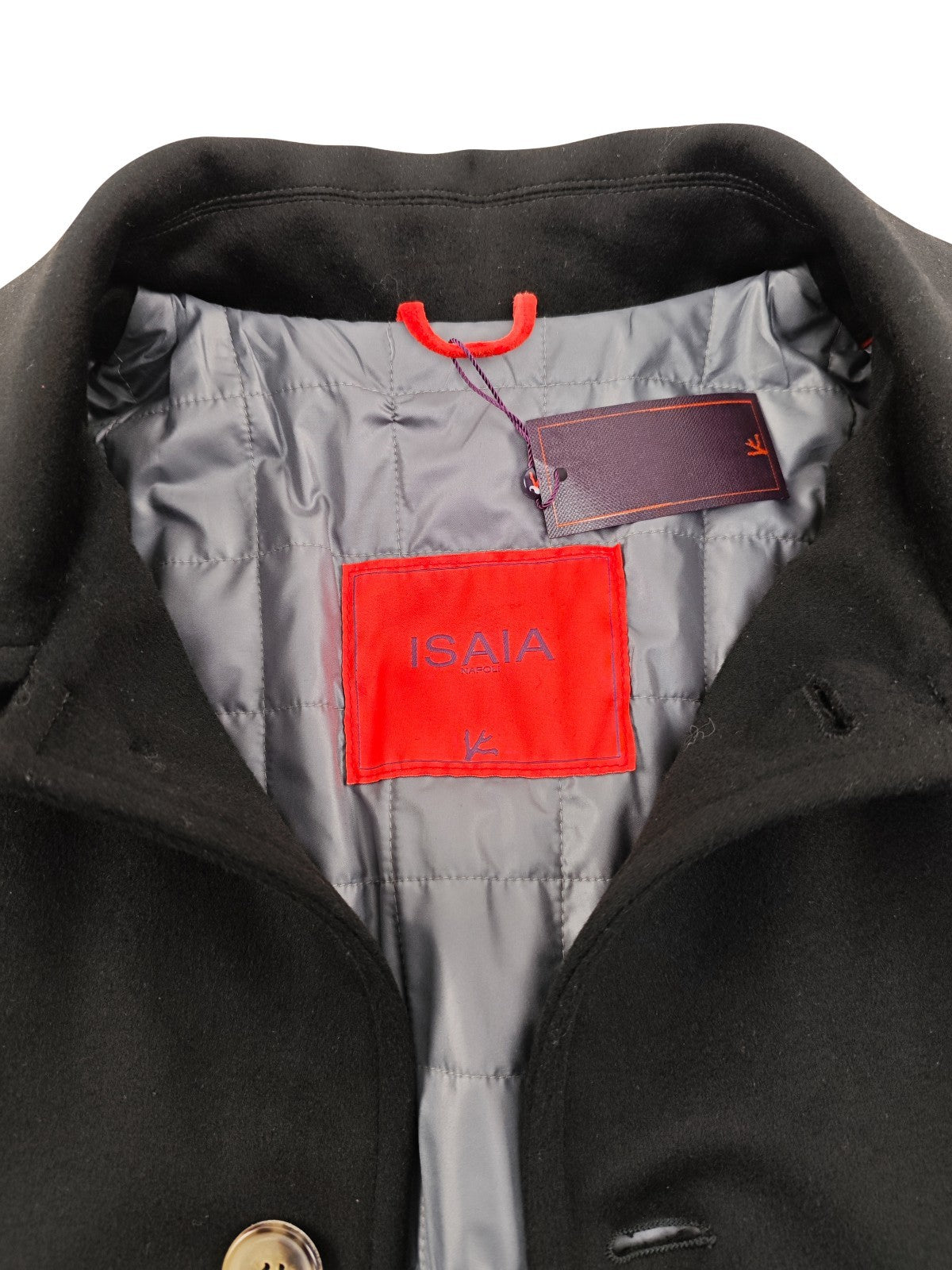 5900$ ISAIA NAPOLI Black Hand-Sewn Car Coat Long Wool 40 US / 50 EU R