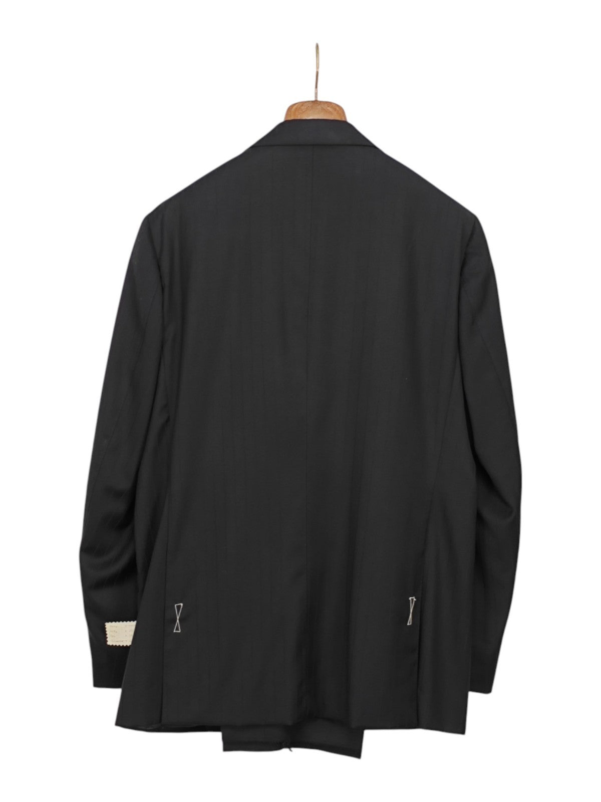 $1300 SARTORIA PATOS by SANTARELLI 1915 Suit Striped Black Wool 44 US / 54 EU