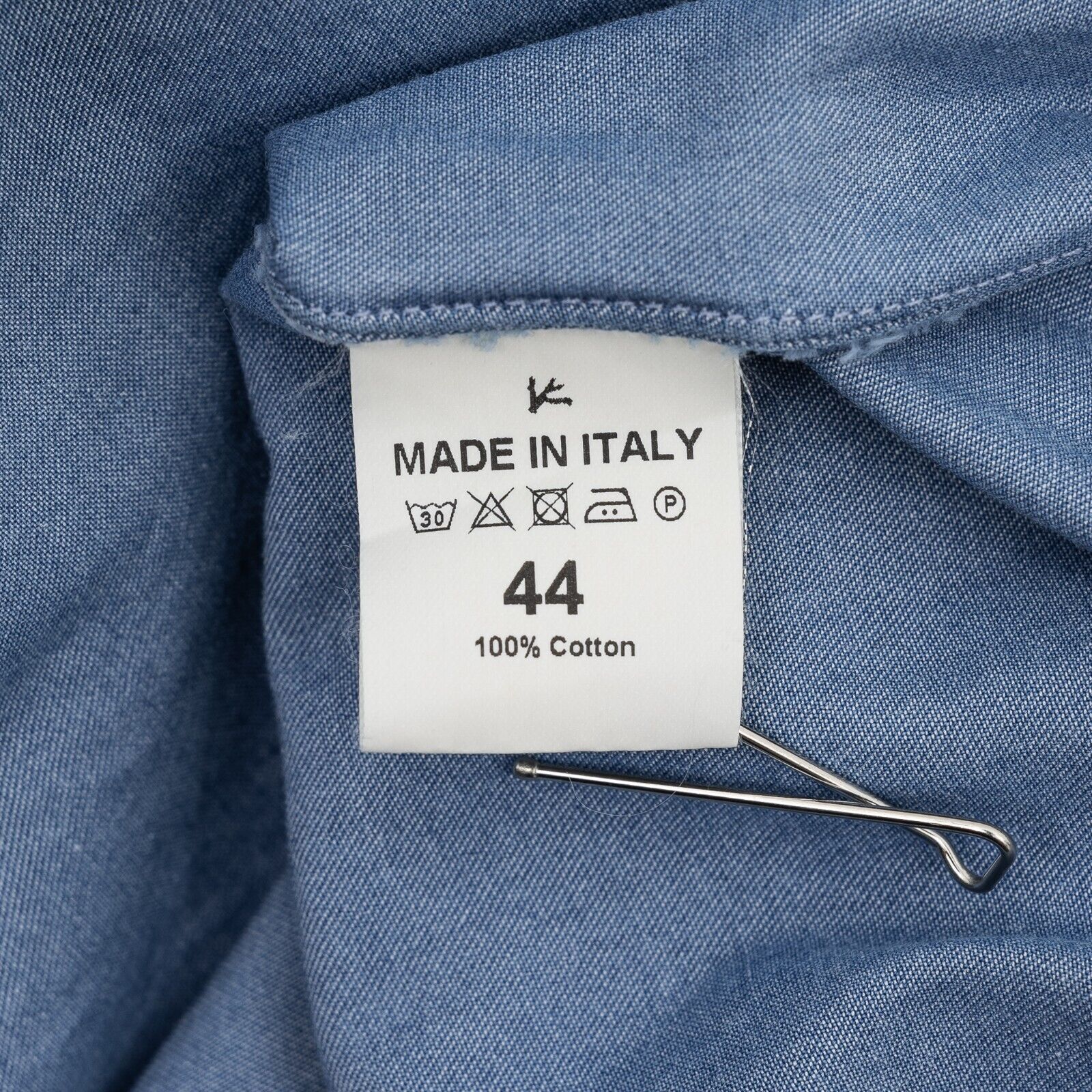 750$ ISAIA NAPOLI Blue Pockets Casual Shirt Button Down Denim Cotton  17.5 - 44