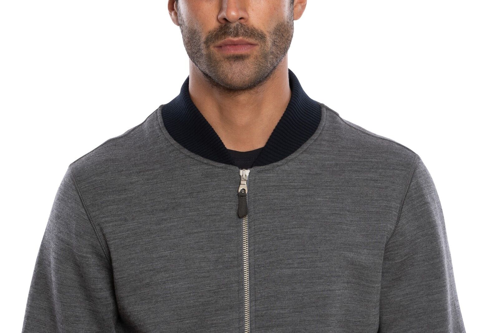 $2050 BOGLIOLI MILANO Bomber Jacket Grey Coat Wool Cashmere Silk Size M
