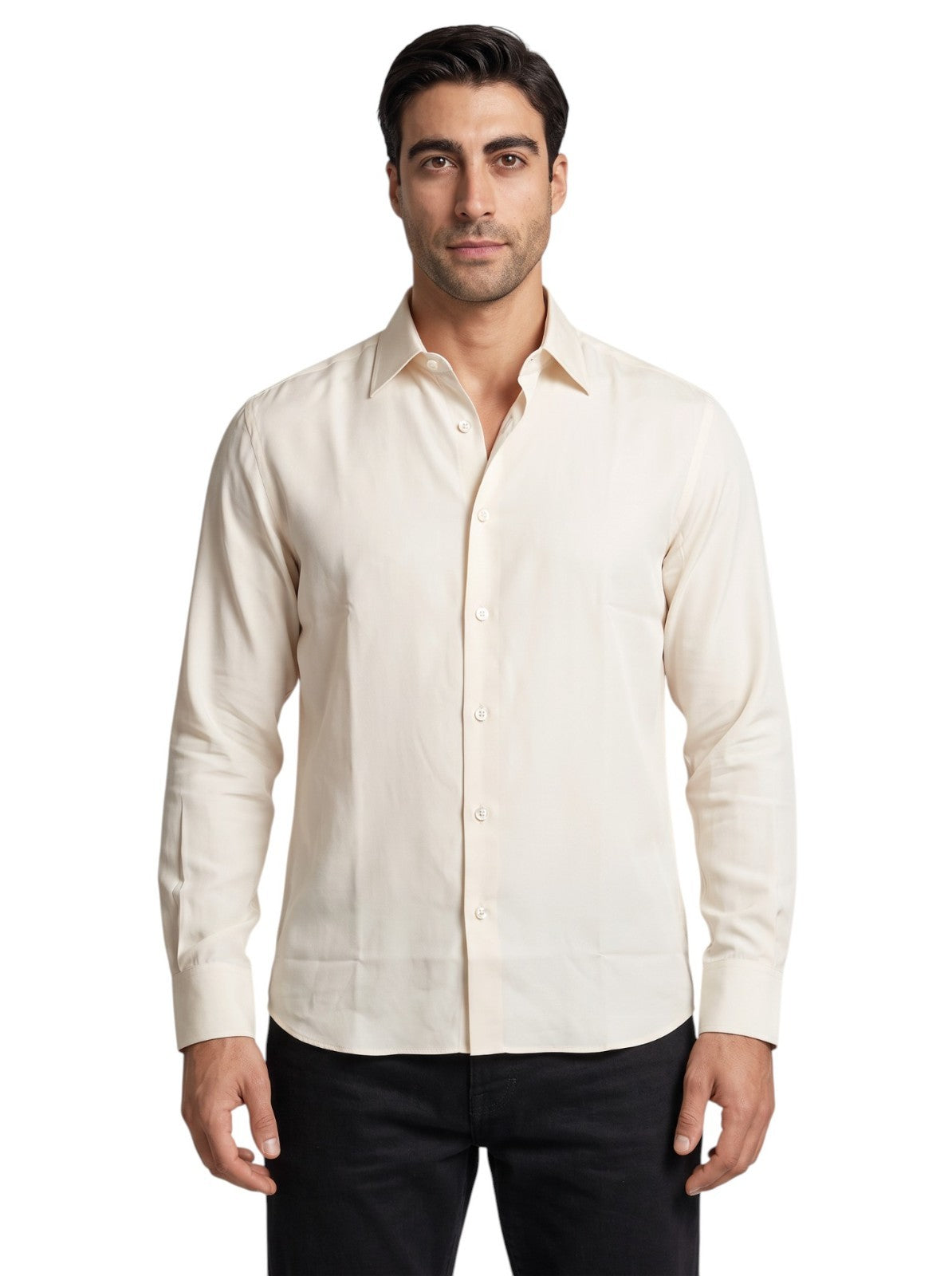950$ RUBINACCI NAPOLI Ivory 7 Hand Made Steps Shirt 100% Silk 16 - 41