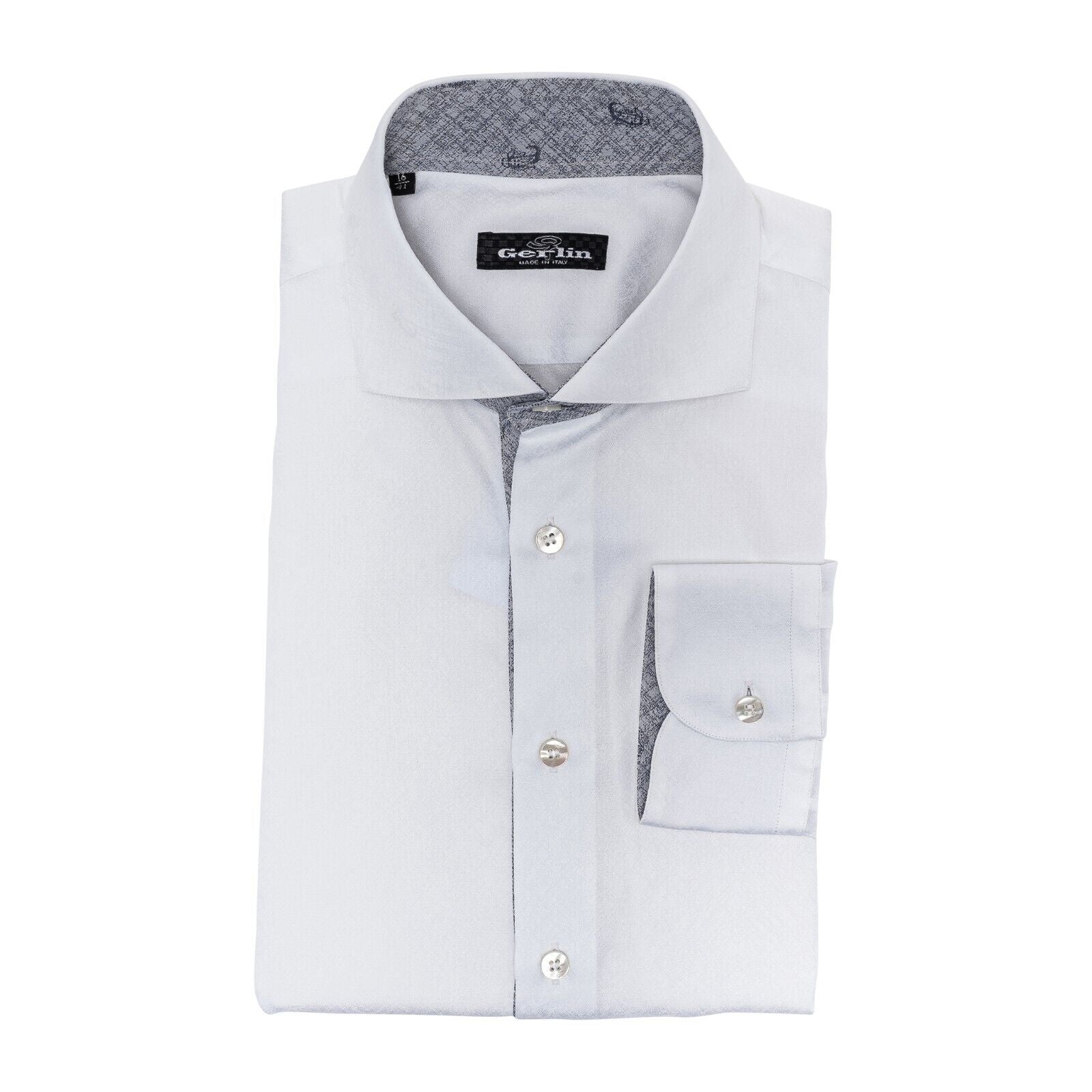 690$ LUXURY GERLIN Shirt White ALUMO Jacquard Cotton 16 - 41 7G BIJAN