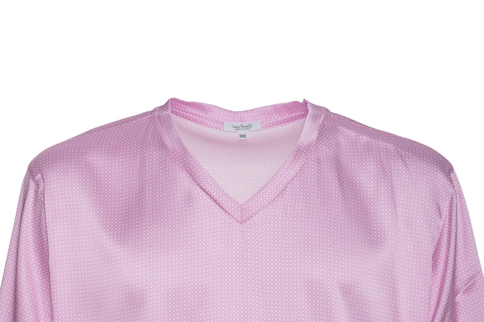 750$ ITALO FERRETTI T-Shirt Pink V-NECK" 100% Silk COMO STRETCH Size XXL ZILLI