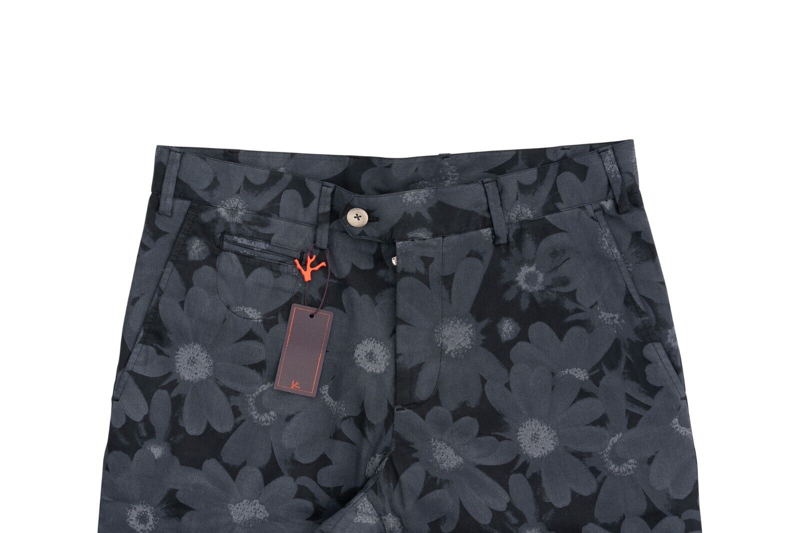 750$ ISAIA NAPOLI Floral Blue Short 5 Pocket Pant Cotton 34 US / 50 EU