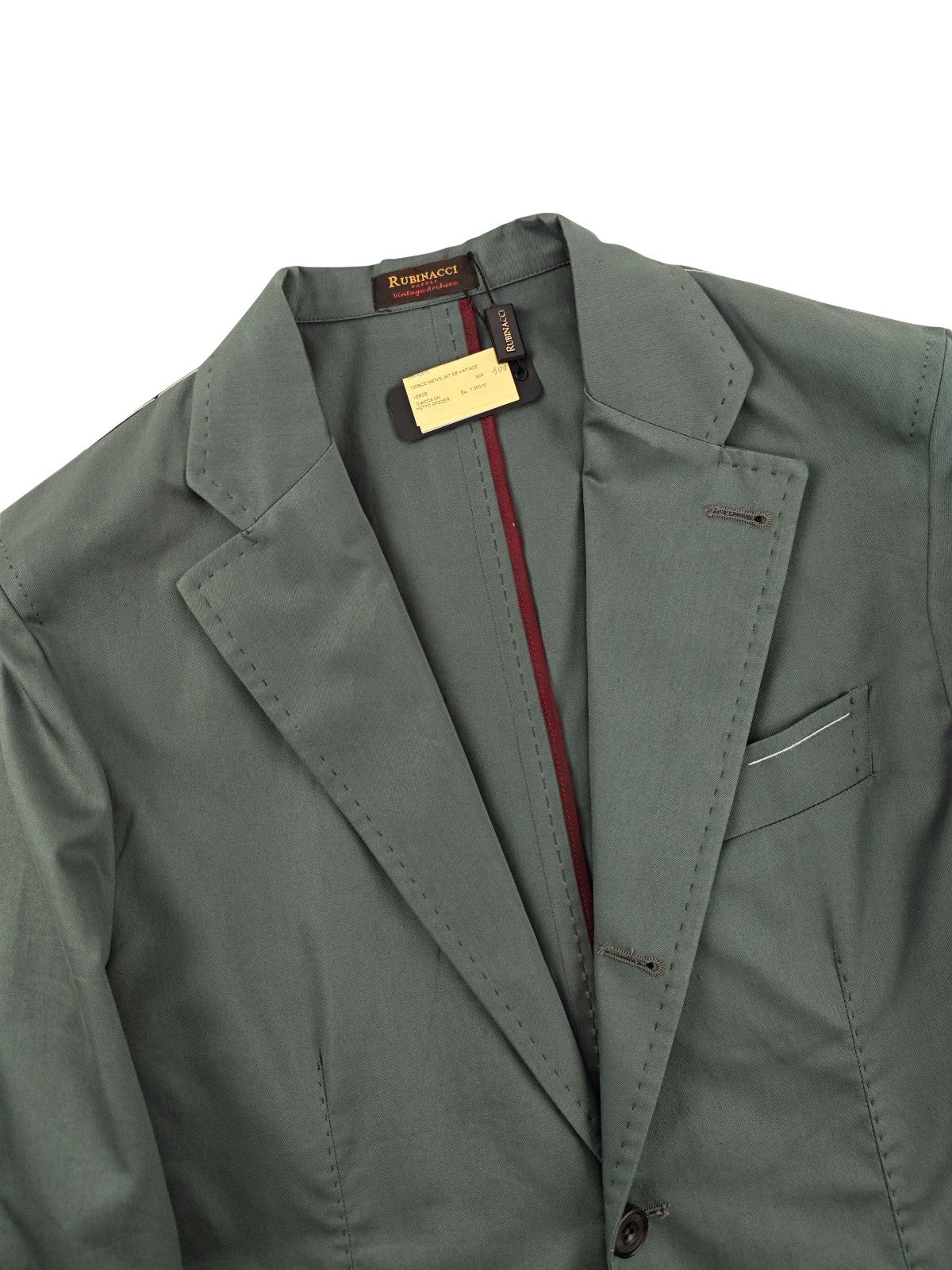 $1690 RUBINACCI NAPOLI Green Off Single Breasted Jacket Cotton