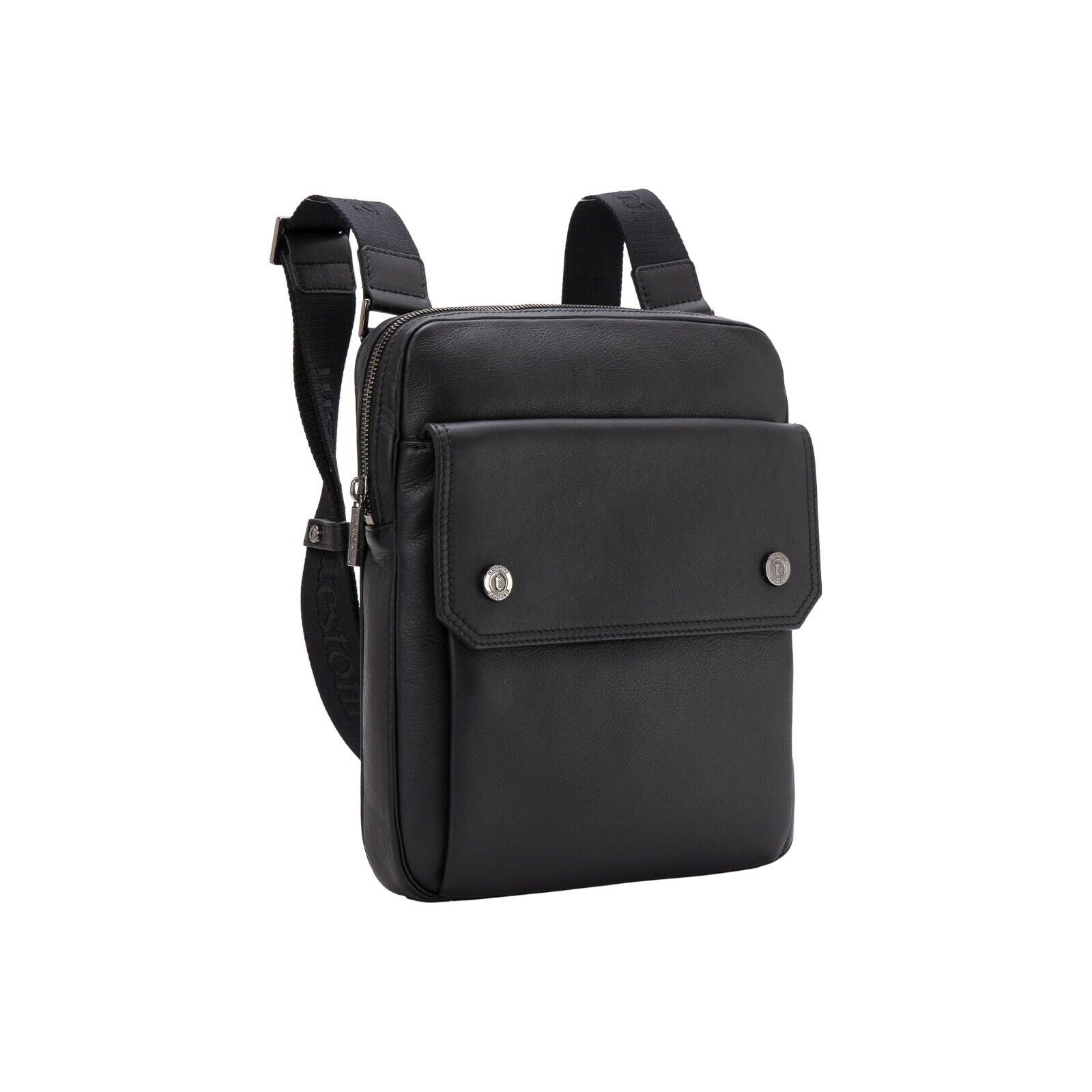 $590 Testoni Bologna Black Calf Clutch Bag with Shoulder Strap + Tablet Case