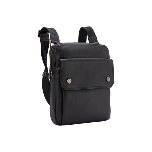 $590 Testoni Bologna Black Calf Clutch Bag with Shoulder Strap + Tablet Case