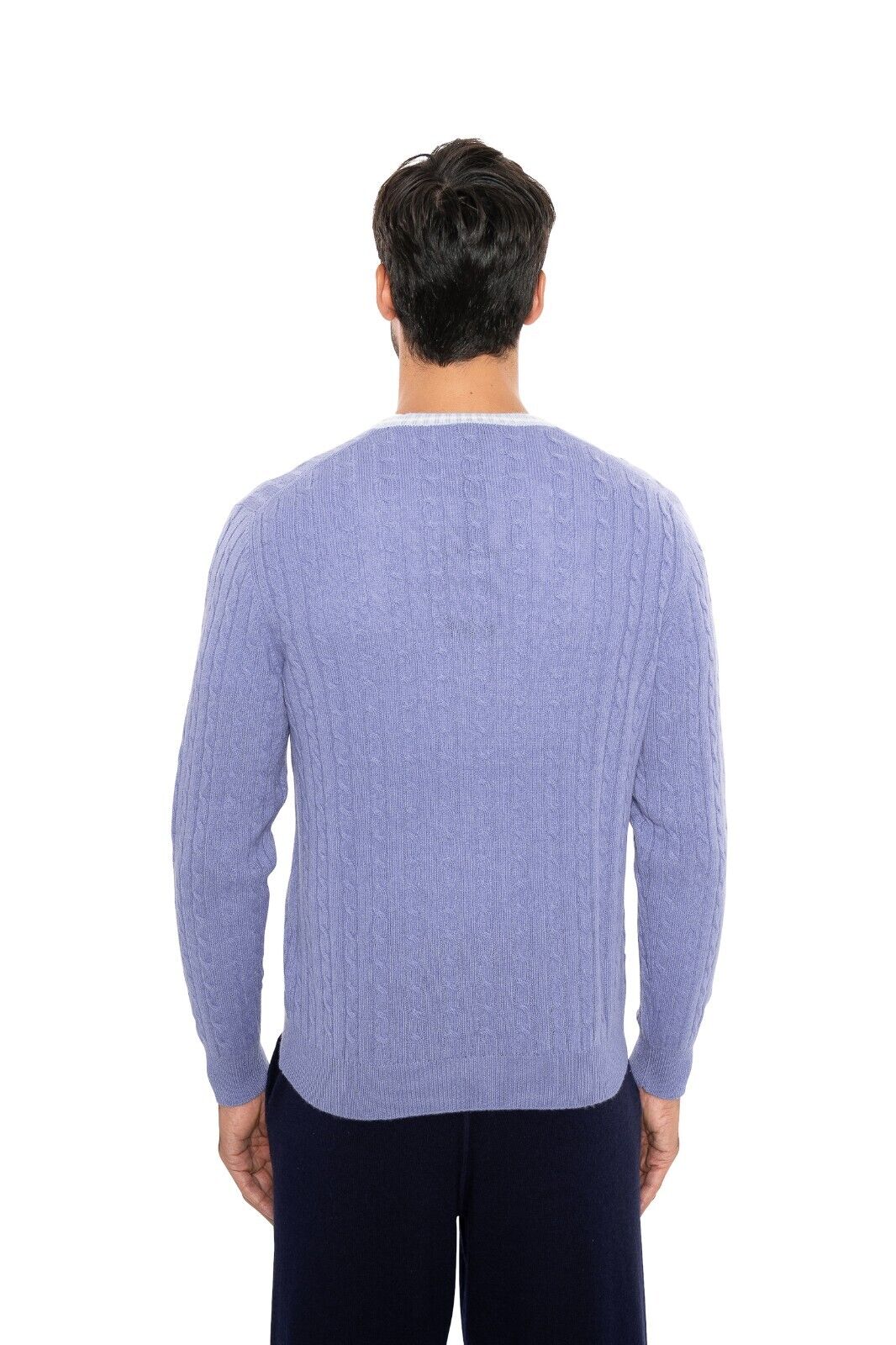 $1500 FEDELI CASHMERE Lilac "Tennis" Sweater 100% Cashmere Cable 42 US / 52 EU