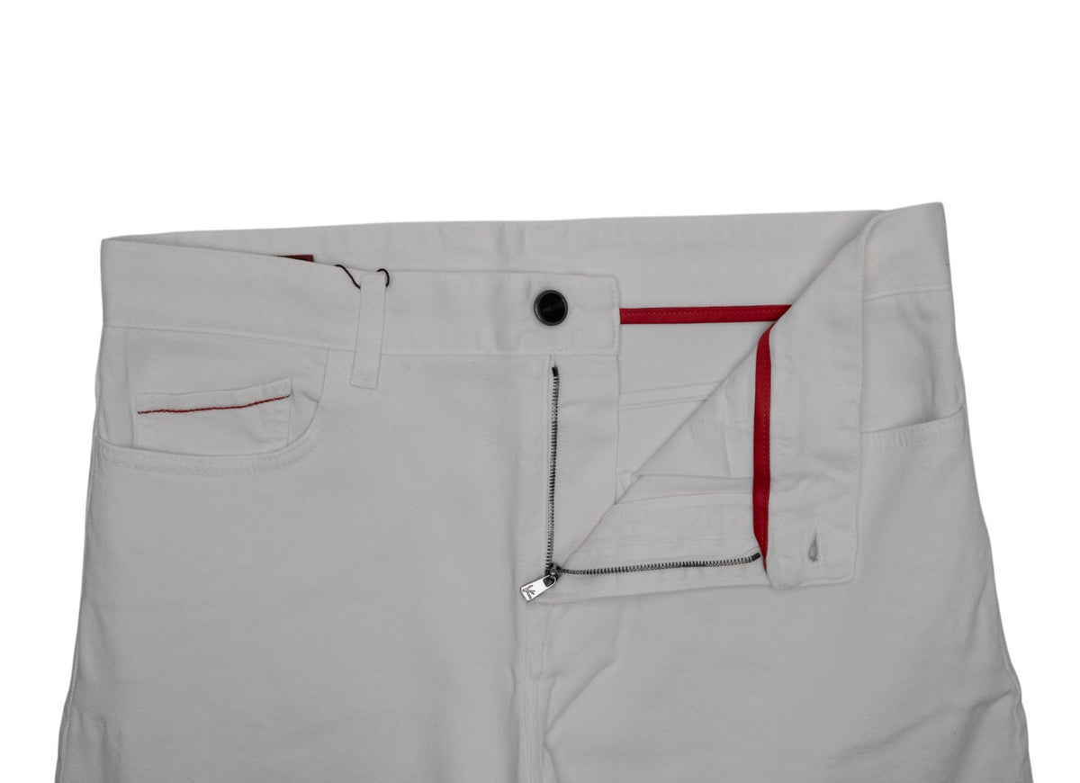 715$ ISAIA NAPOLI "Iconico" White 5 Pockets Pant Cotton Slim Fit 34 US/50 EU