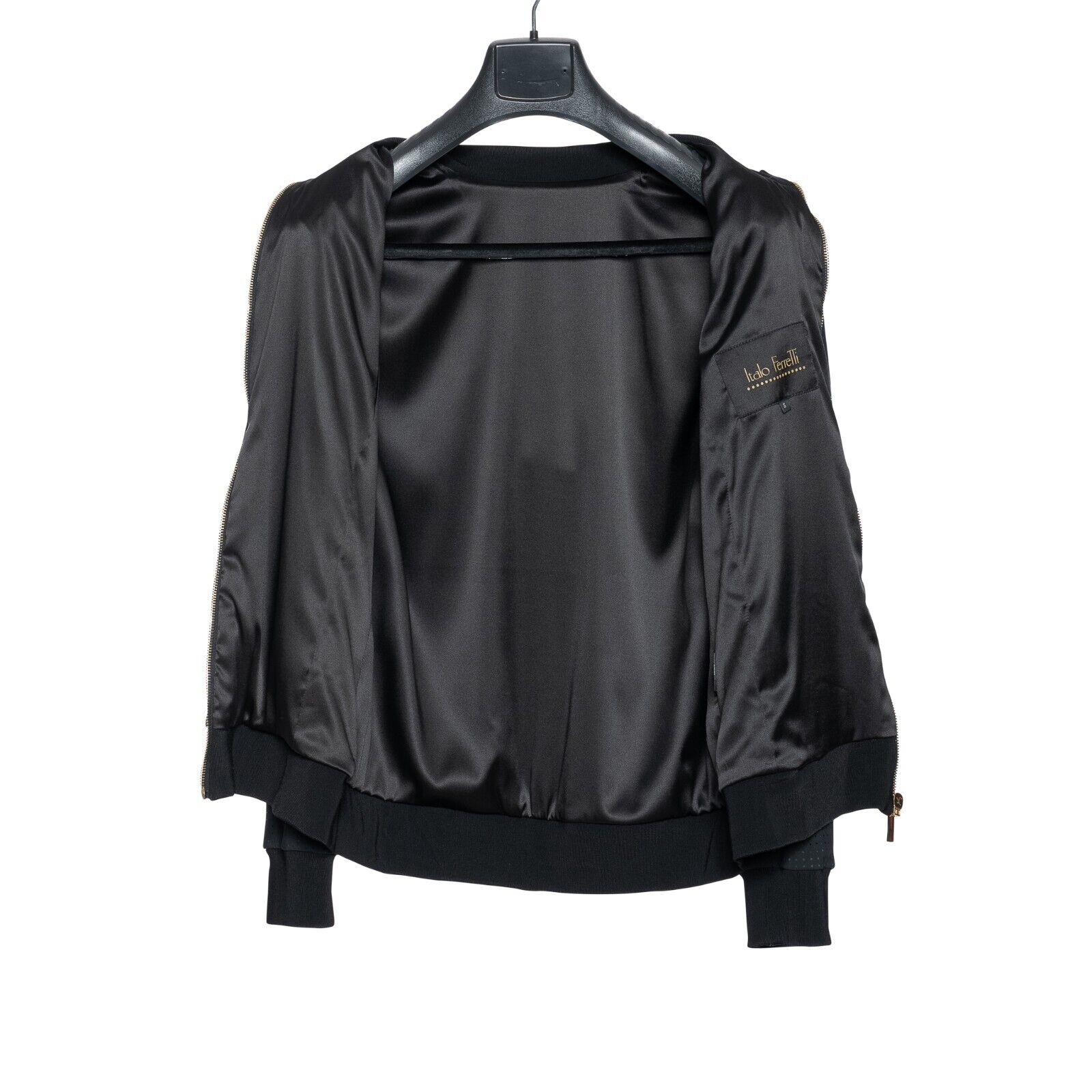 2500$ ITALO FERRETTI Tracksuit Jogging Suit Black 100% Lining Silk Satin Size S