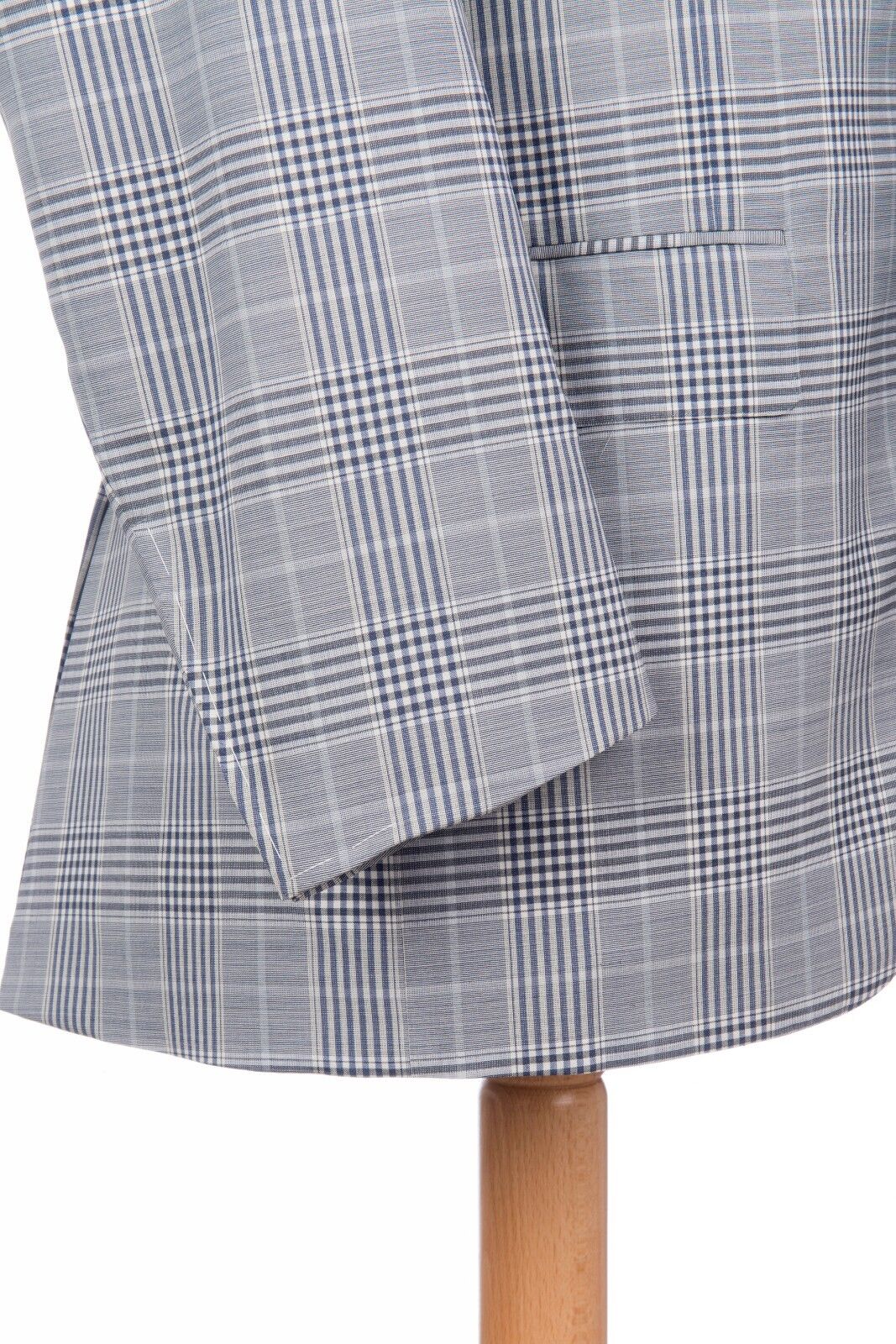 $2240 D'AVENZA Blue Gray Wool Silk Jacket Blazer Hand-Sewn in Italy 40 US 50 EU