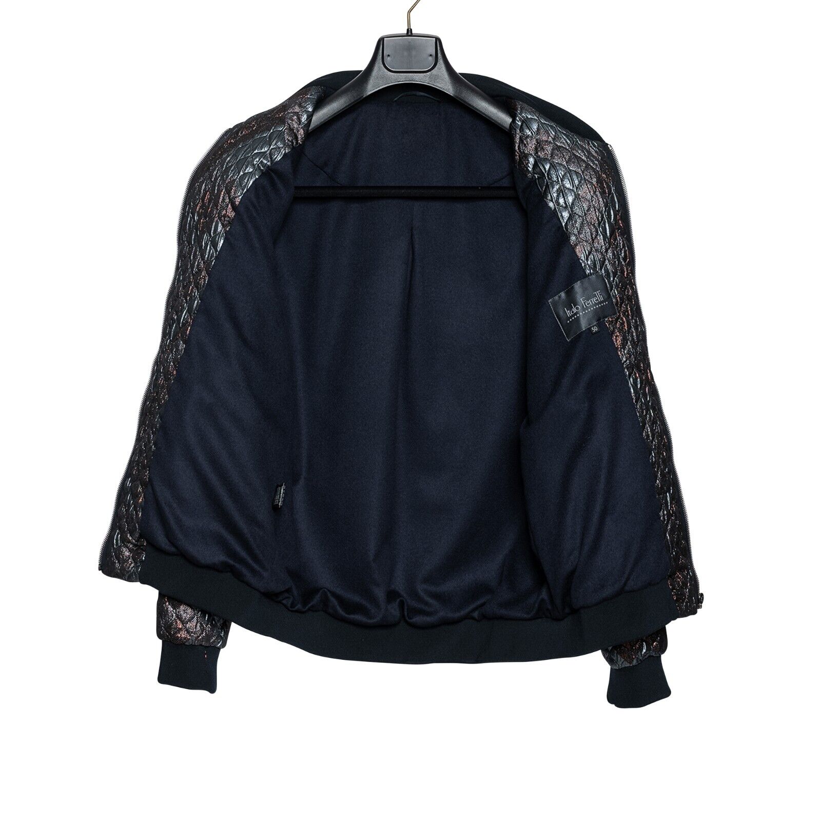 2000$ ITALO FERRETTI Bomber Jacket "METAL EFFECT" Wool 40 US / 50 EU ZILLI