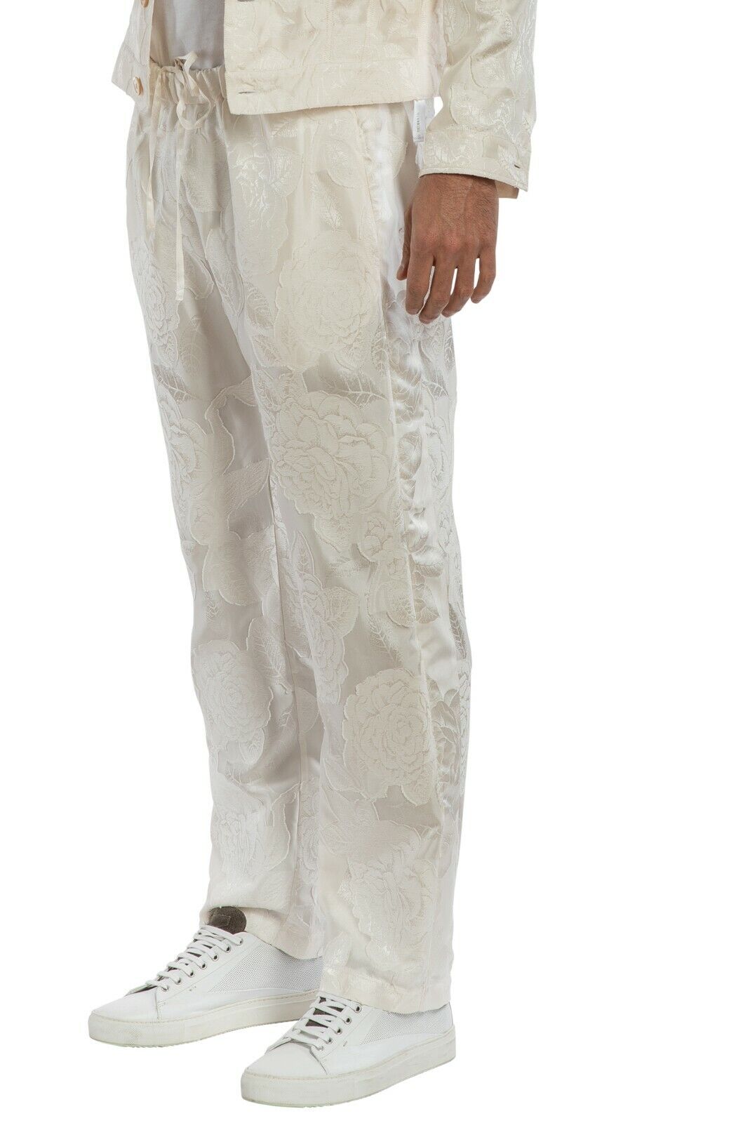 3400$ GERLIN Sport Suit Ivory Silk Cotton Jacquard Fil Coupè Sz 48 BIJAN