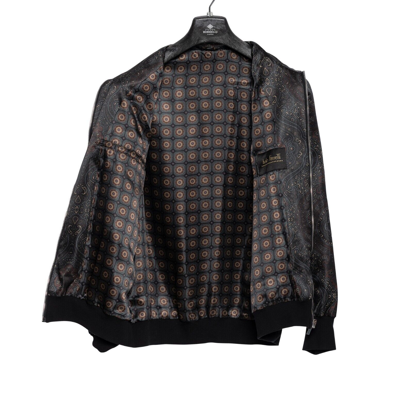 2000$ ITALO FERRETTI Bomber Jacket "DAMASK" 100% Silk 42 US / 52 EU ZILLI