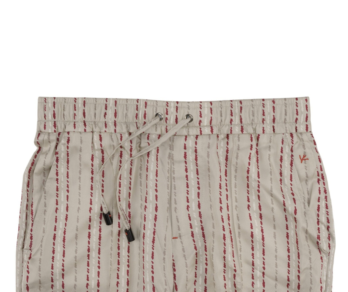1690$ ISAIA Beige Drawstring Sport Pant 100% Silk Relaxed Fit 32 US / 48 EU