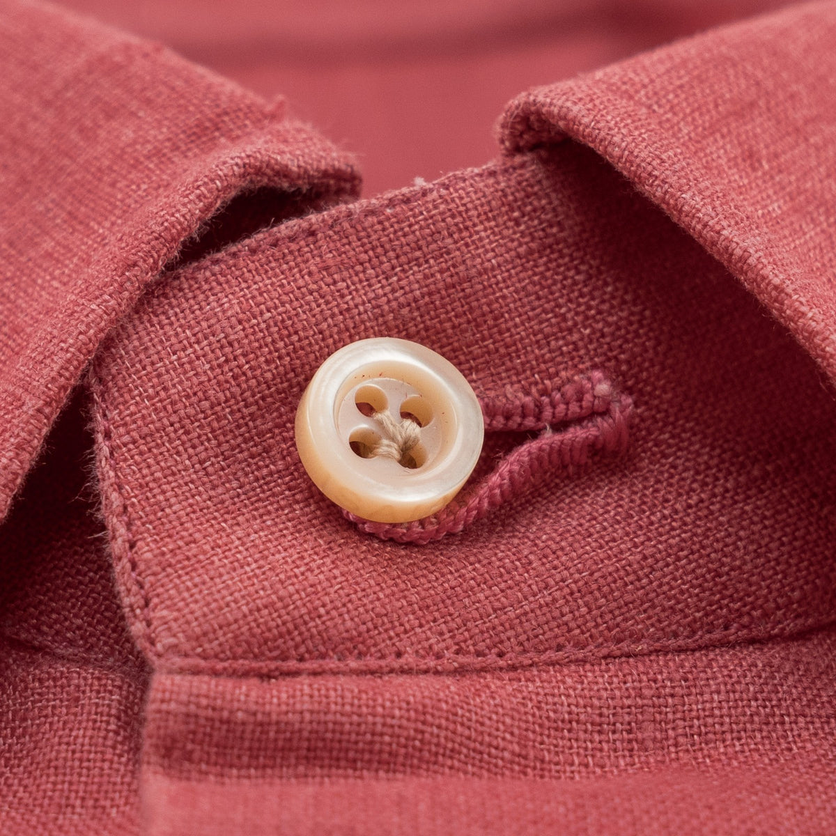765$ ISAIA NAPOL Red Pompeian Dress Shirt Button Down 100% Linen Hand-Sewn