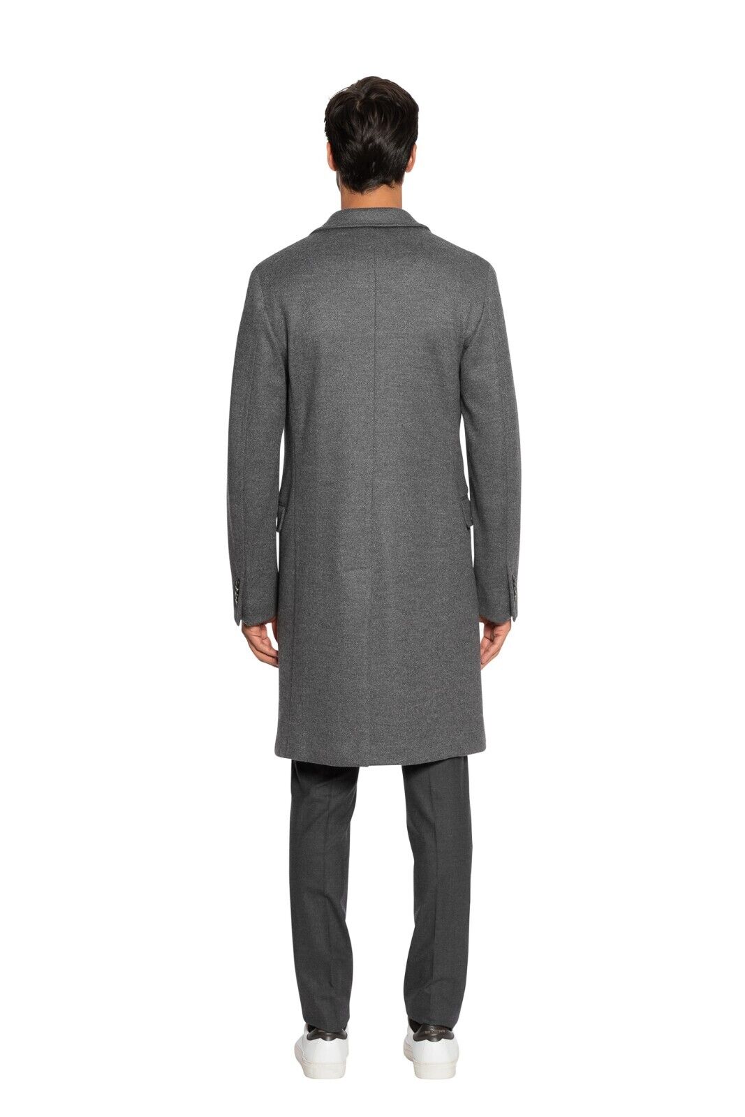 $1700 BOGLIOLI MILANO Single Breasted Dark Grey Long Coat Wool 40 US / 50 EU