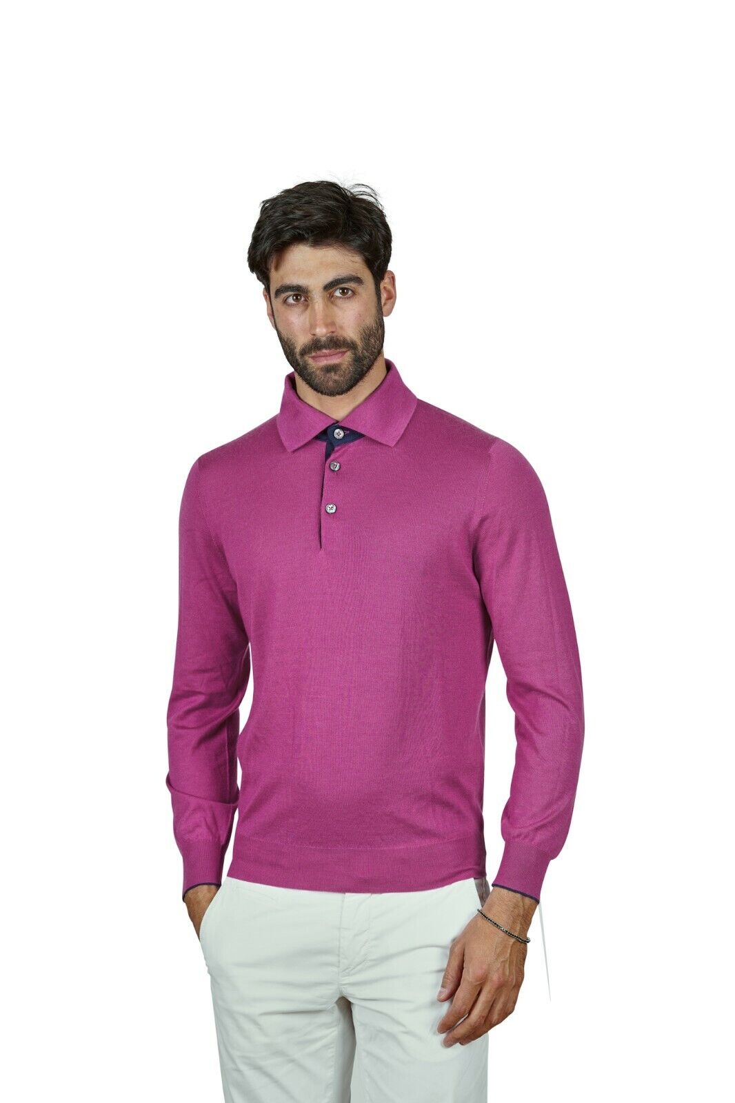 750$ FIORONI CASHMERE by Attolini Polo Sweater Cashmere Silk 40 US / 50 EU