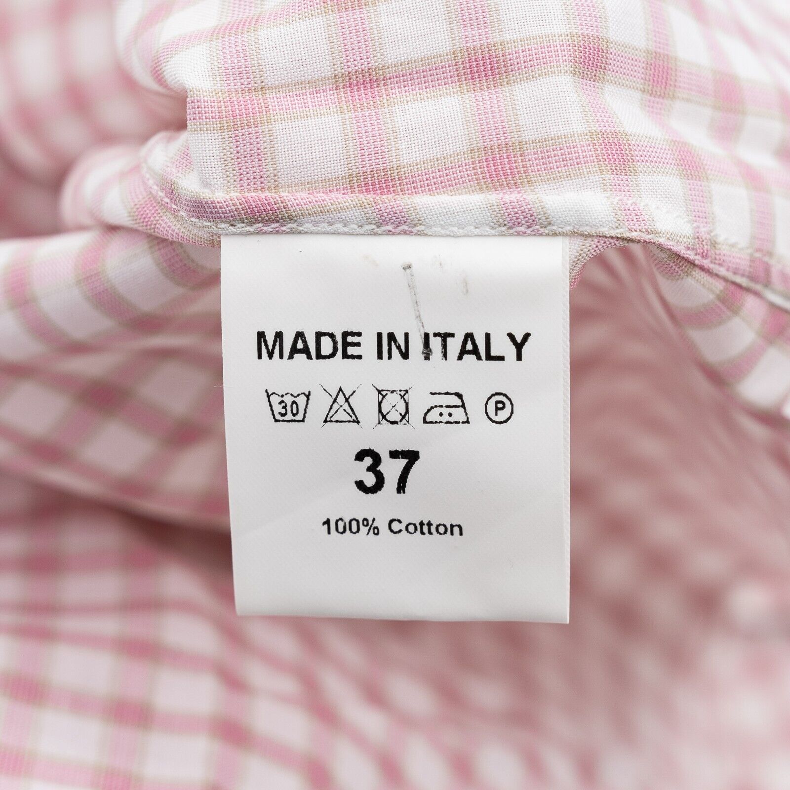 650$ ISAIA NAPOLI Pink Hand-Sewn Checks Casual Shirt Cotton 14.5 - 37