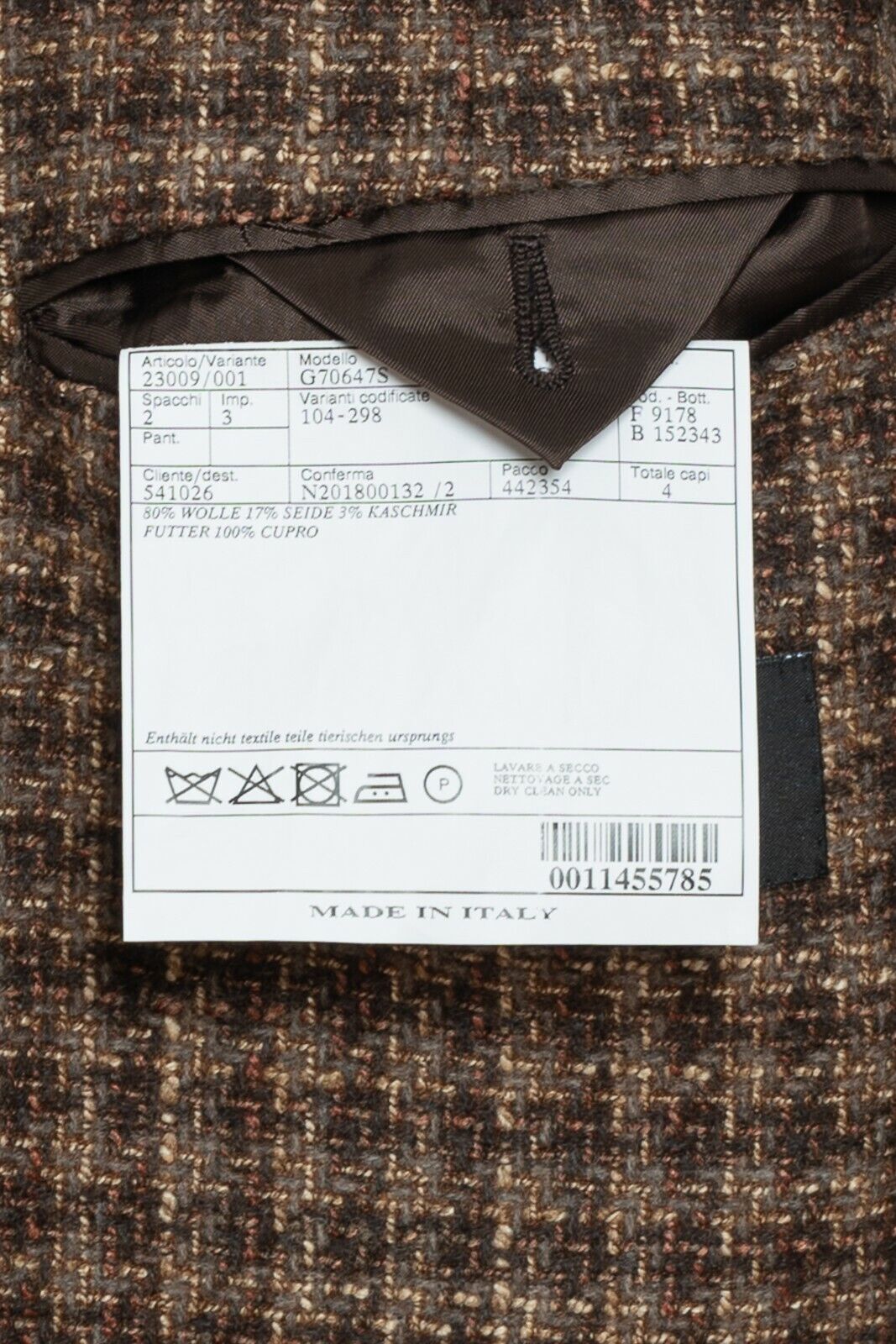 2150$ BELVEST Brown Sartorial Jacket Checks Wool / Silk / Cashmere Drop 7 Reg