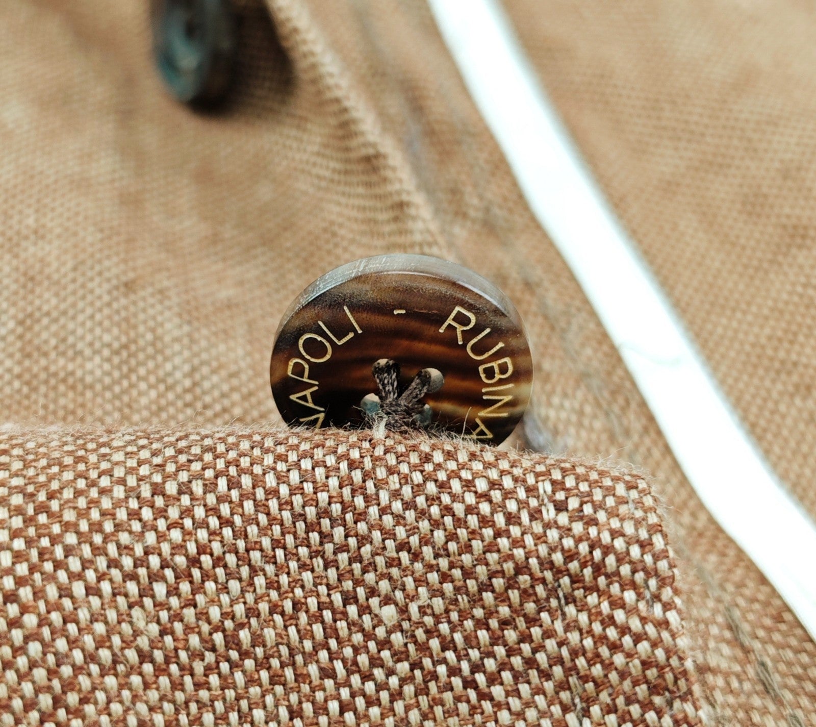 $1450 RUBINACCI NAPOLI Brown Birdseye Jacket Sport Coat 100% Linen 44 US / 54 EU