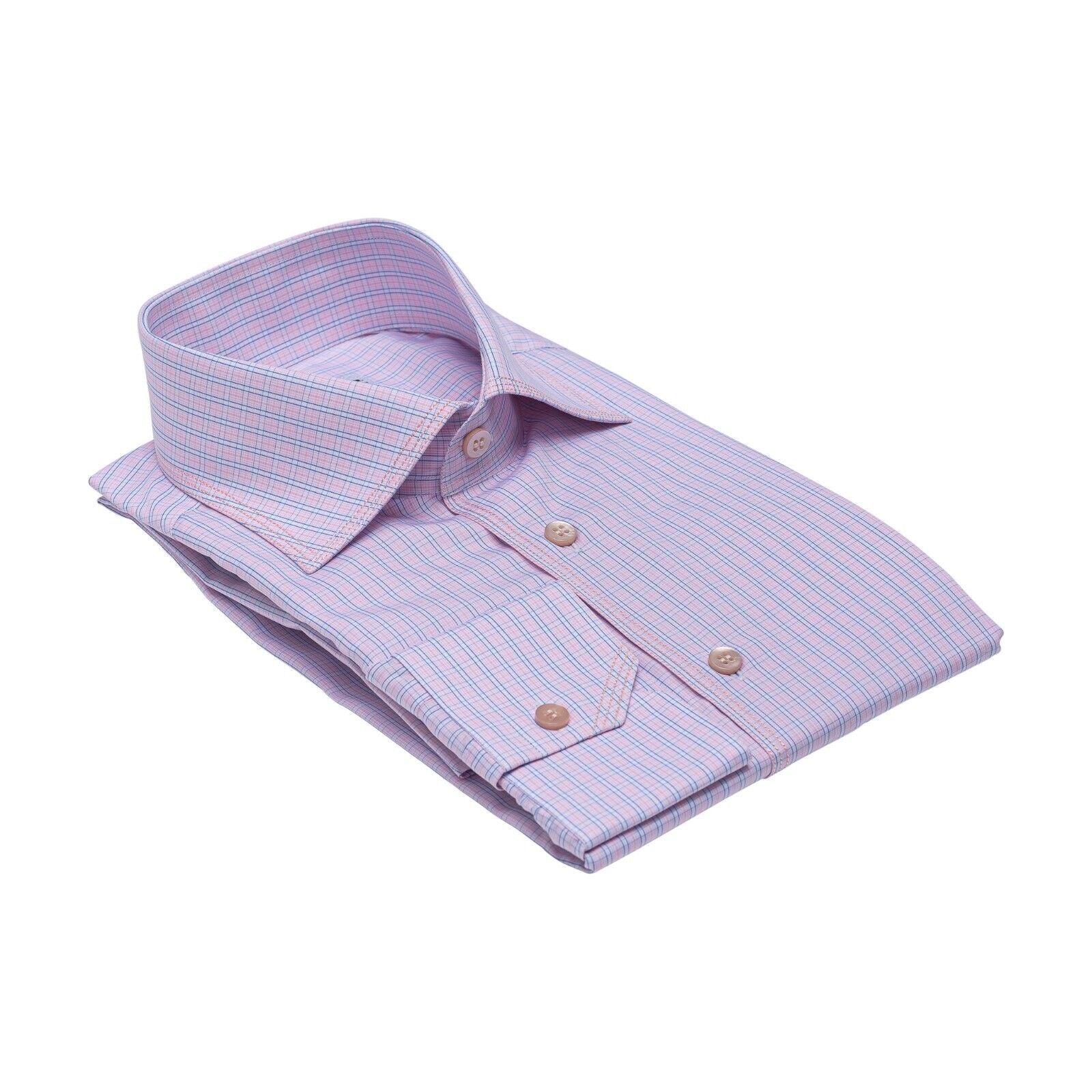 690$ LUXURY GERLIN Shirt Pink "TRIPLE STITCHED" ALUMO Cotton  4M ZILLI