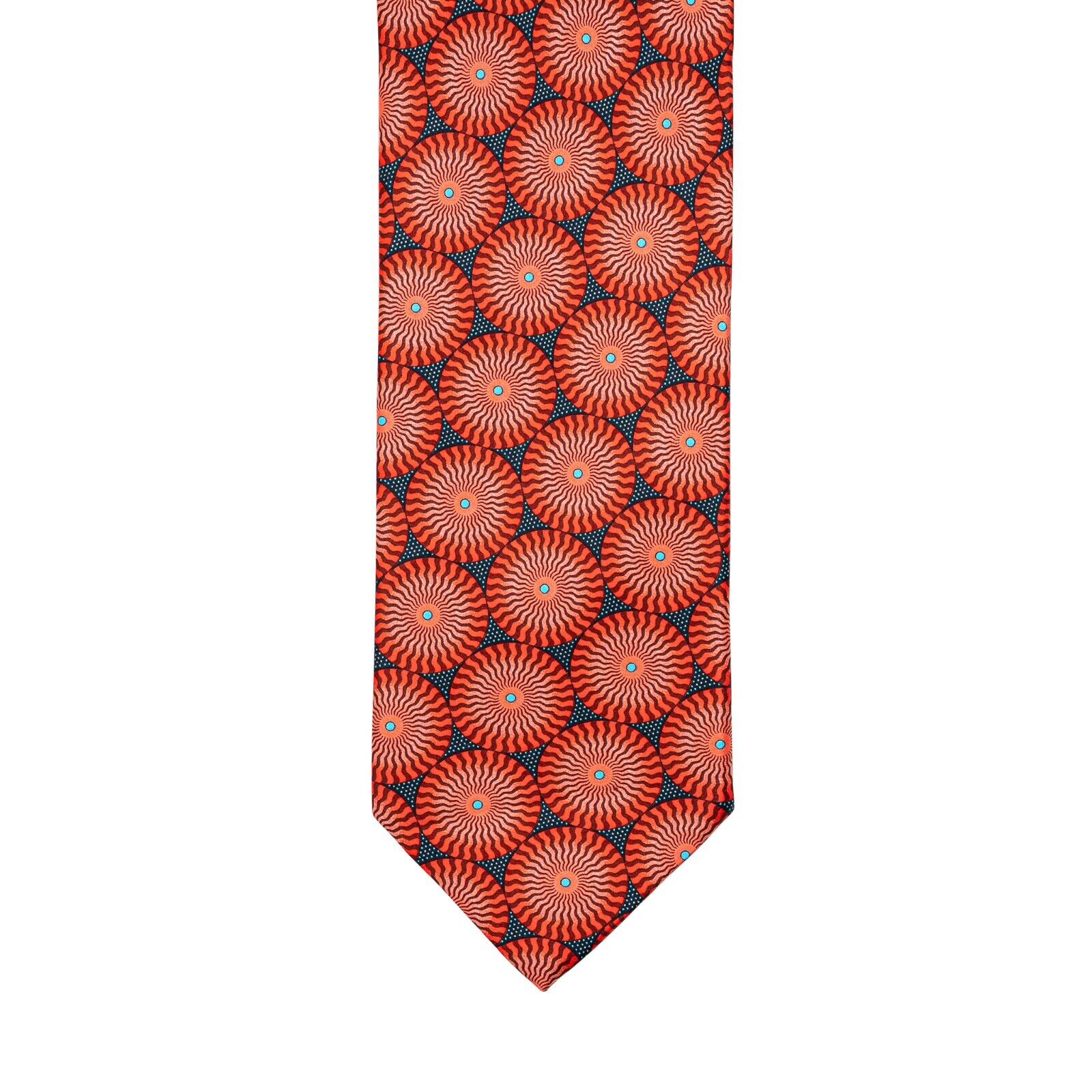 $290 ITALO FERRETTI Tie Circle Red 100% Silk Handmade in Italy BIJAN