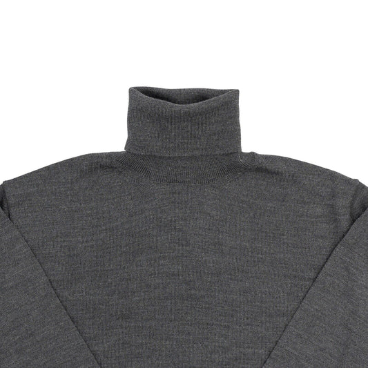 1400$ ISAIA NAPOLI Gray Knit Sweater Turtleneck Fine Wool Size S