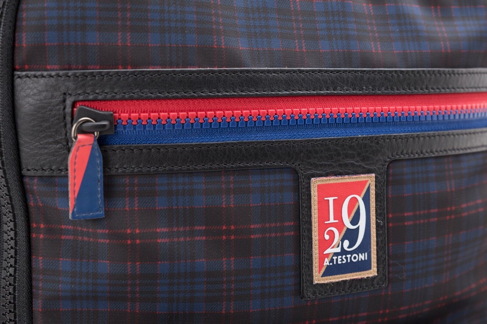 $445 Testoni I29 Bologna Backpack Calf + Techno Scottish + Detachable Pochette