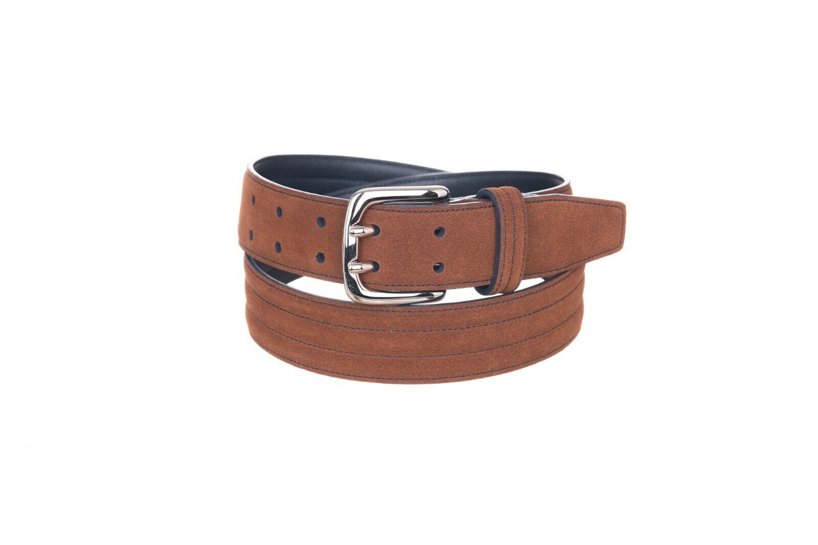 New ARALDI MILANO 1930 Brown Suede Leather Men Belt Handmade in Italy Sz 85 (S)