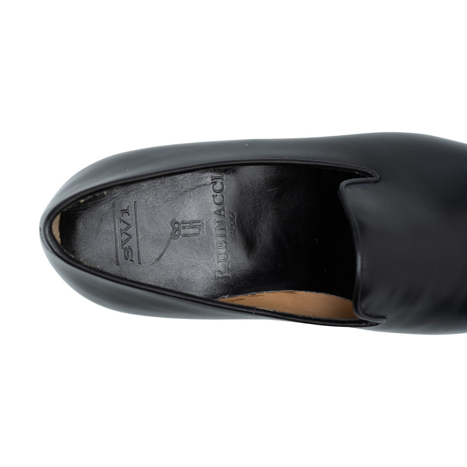 815$ RUBINACCI NAPOLI Leather Loafers Black Elegant Slippers Shoes Leather Sole